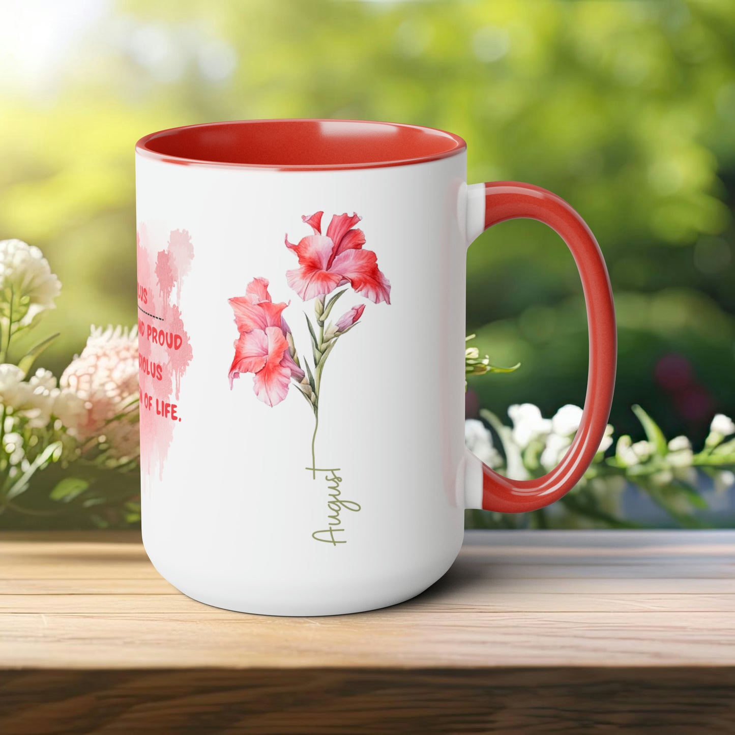 August Birth Month Flower Two-Tone Coffee Mugs, 15oz, Birthday Gift For Her.