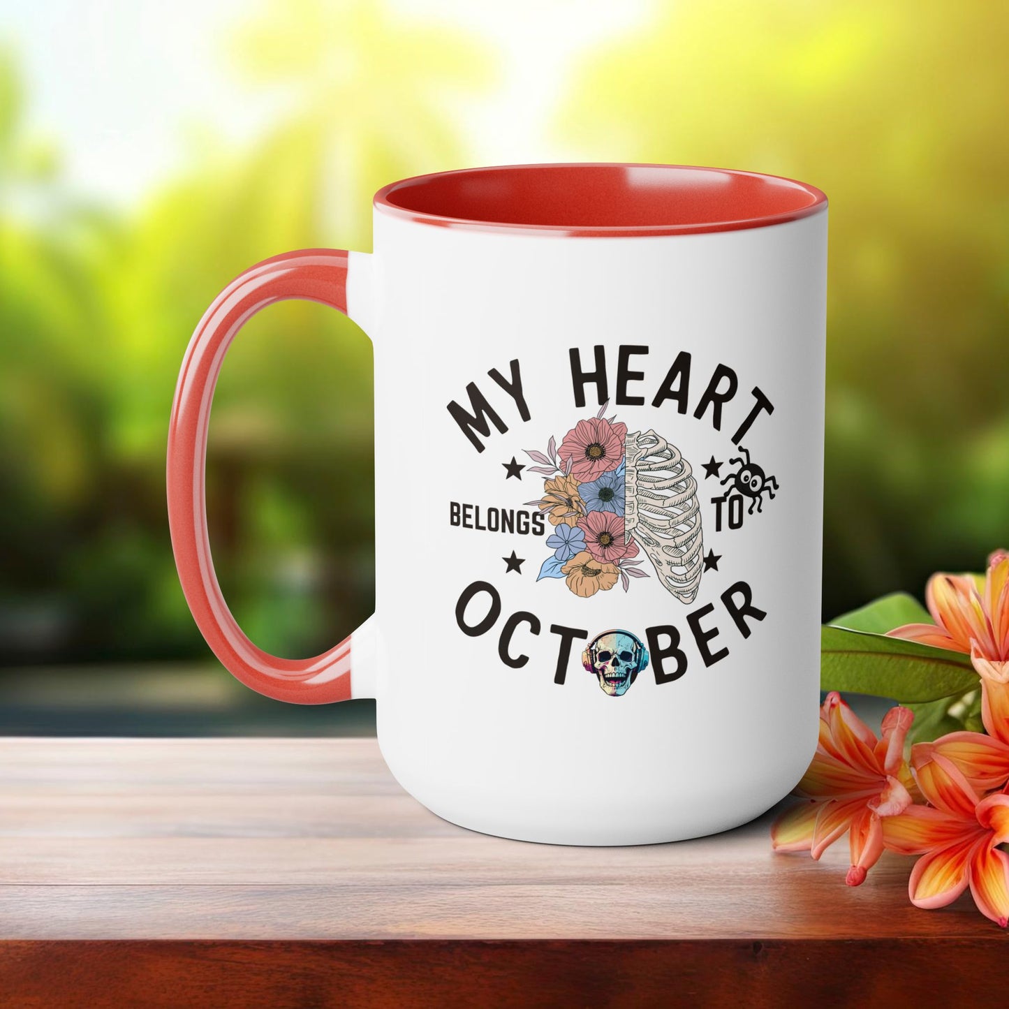 My Heart Belongs To October Halloween Coffee Mug,  Let's Go Halloween Coffee Mug, Trick or Treat Halloween Coffee Mug, Cute Skeleton Coffee Mug, Spooky Season Halloween Coffee Mug.