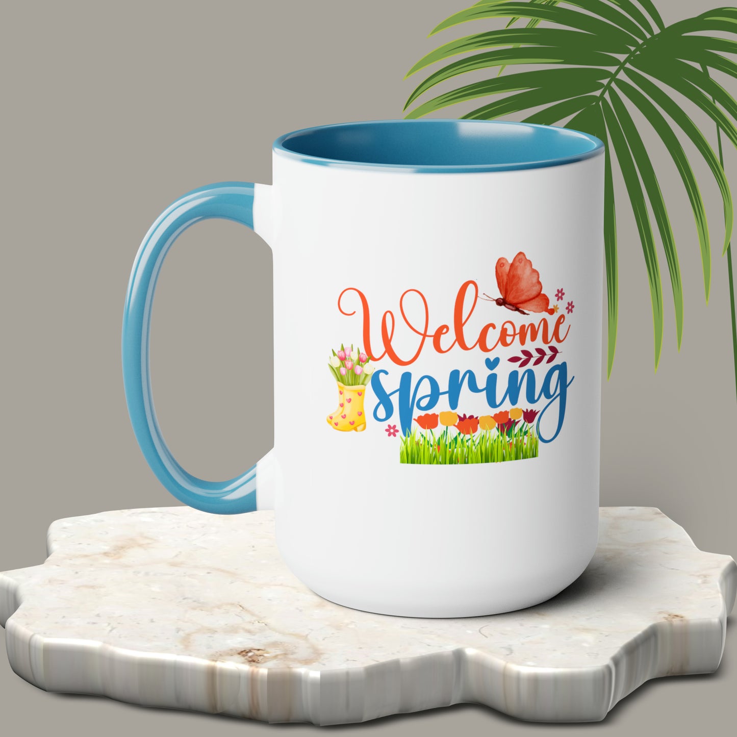 Welcome Spring two-Tone Coffee Mugs, 15oz