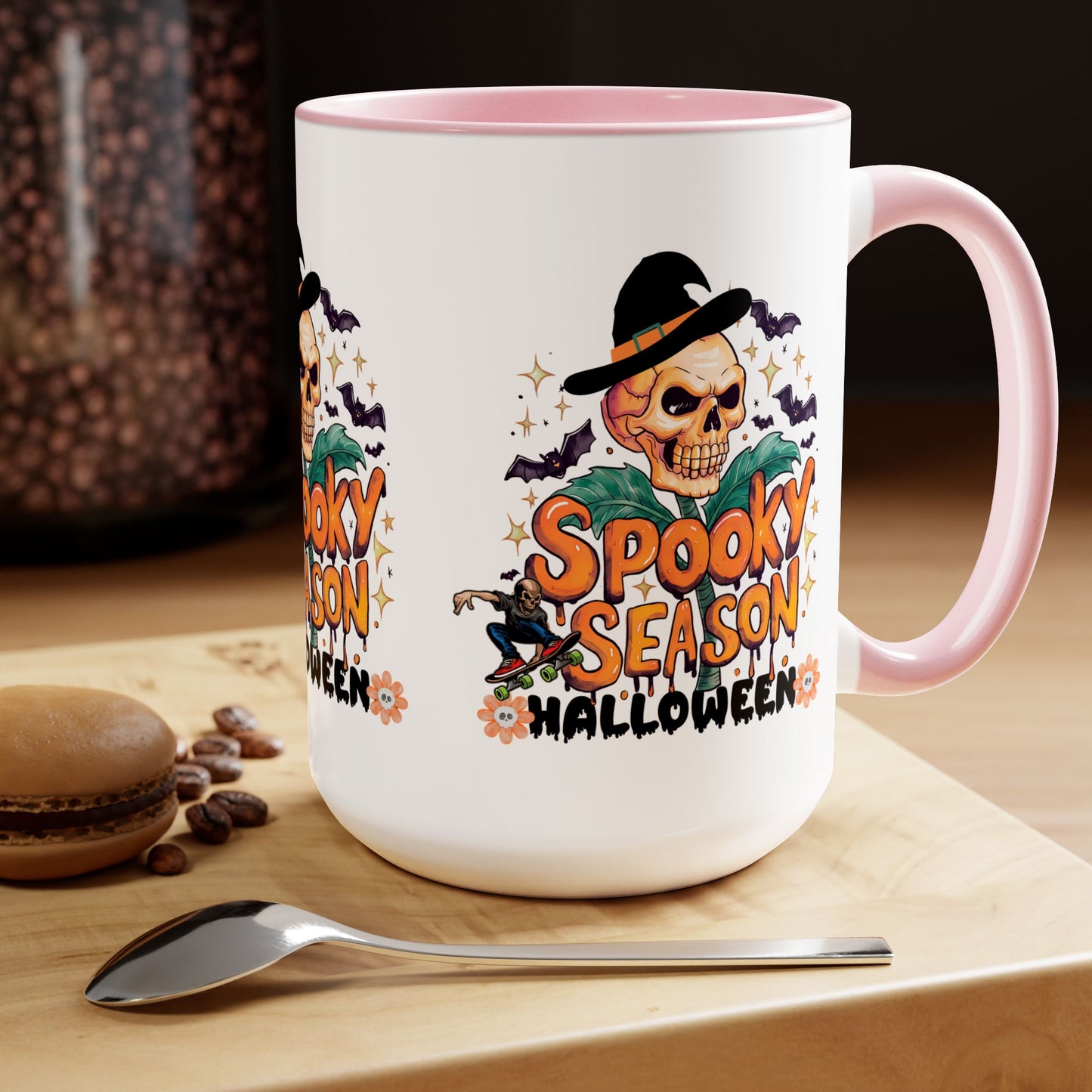 Spooky Season Halloween Coffee Mug, Halloween Coffee Mug, Trick or Treat Halloween Coffee Mug, Cute Skeleton Coffee Mug, Spooky Vibes Halloween Coffee Mug.