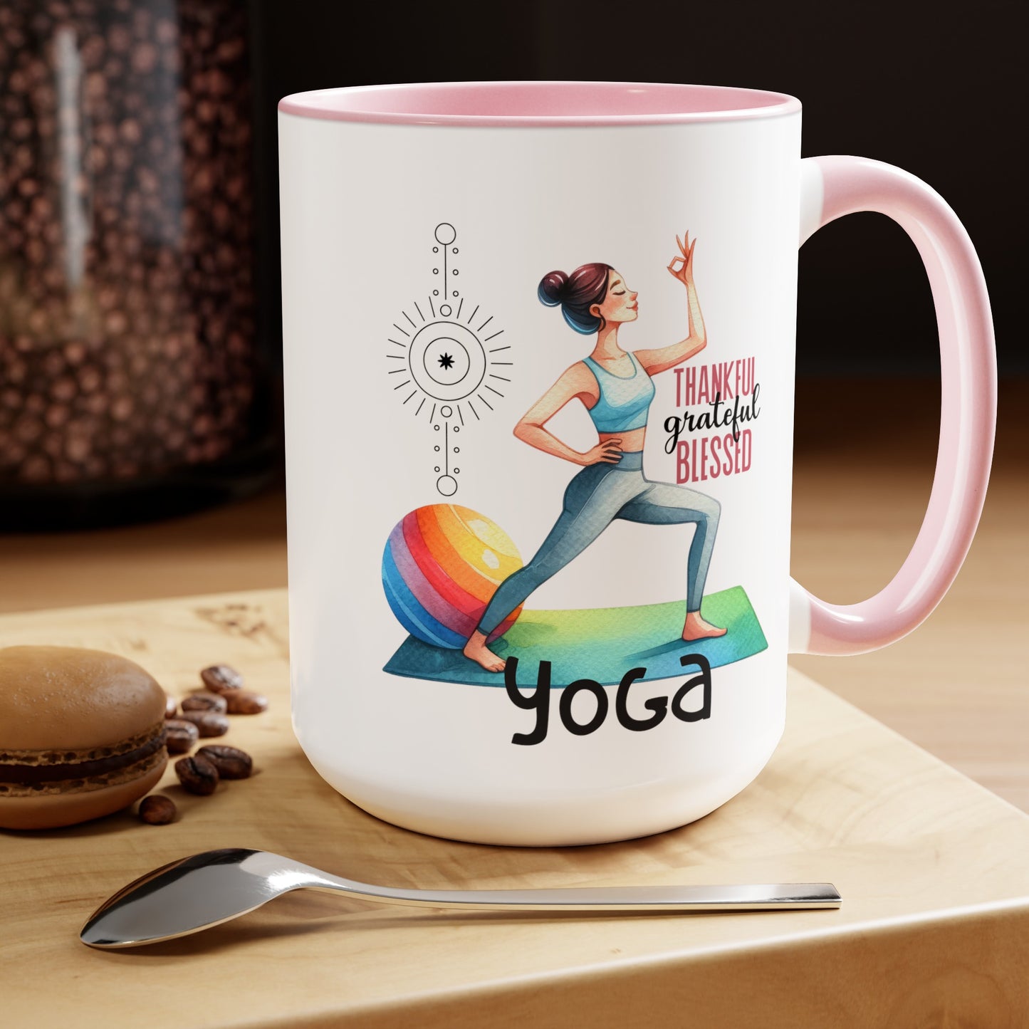 Thankful Grateful Blessed Yoga Coffee Mug, Cute Yoga Coffee Mug, Yoga lovers Coffee Mug, Yoga Instructor Gift, Gift For Yoga lover, Gift For Yogi.