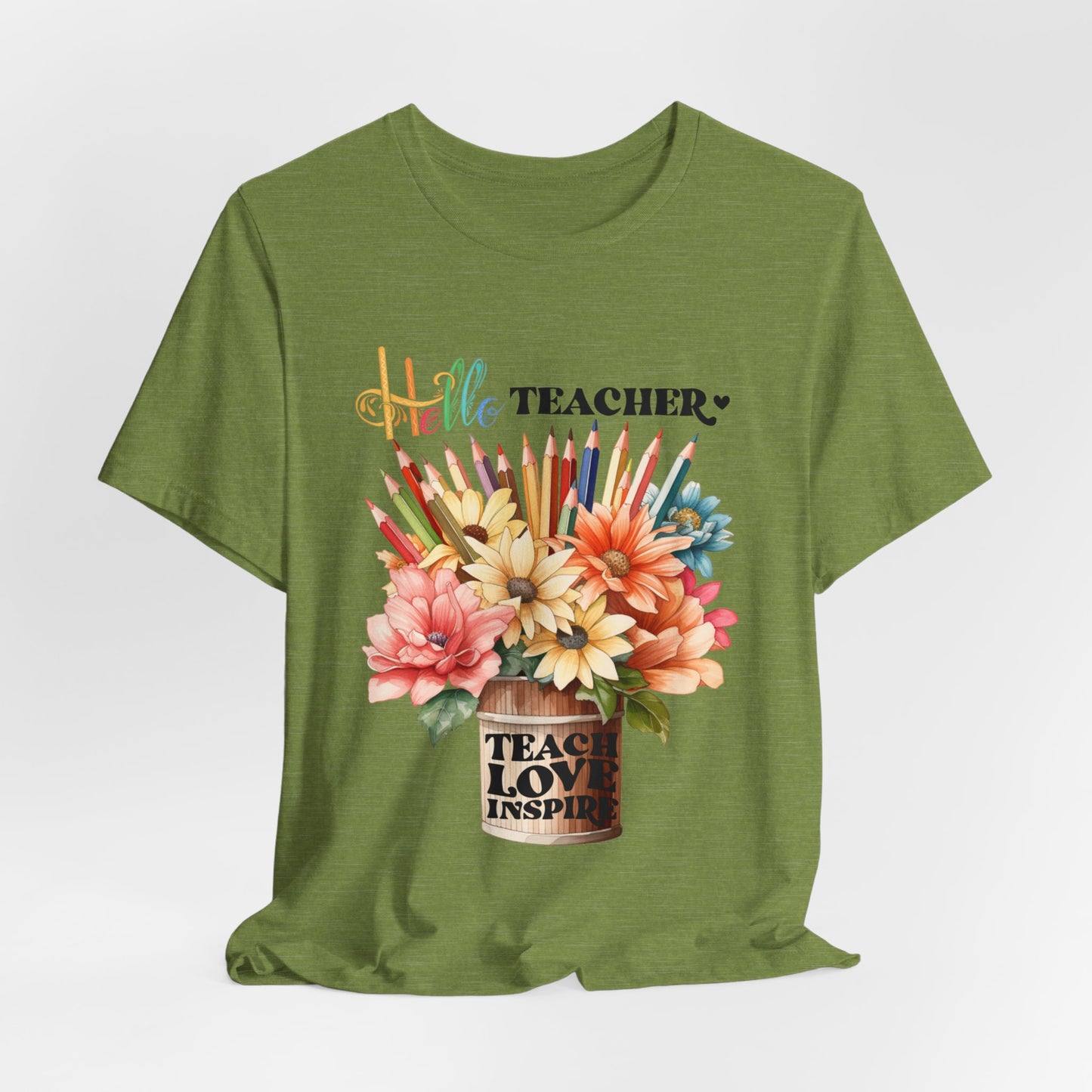 Hello Teacher T-Shirt, Back To School T-Shirt, Teach Love Inspire Teacher Shirt, Teacher Back To school unisex jersey short sleeve.First Day Vibes T-Shirt.