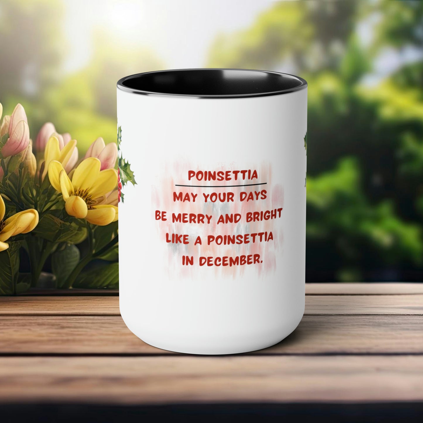 December Birth Month Flower Two-Tone Coffee Mugs, 15oz, Birth Month Flower mug.