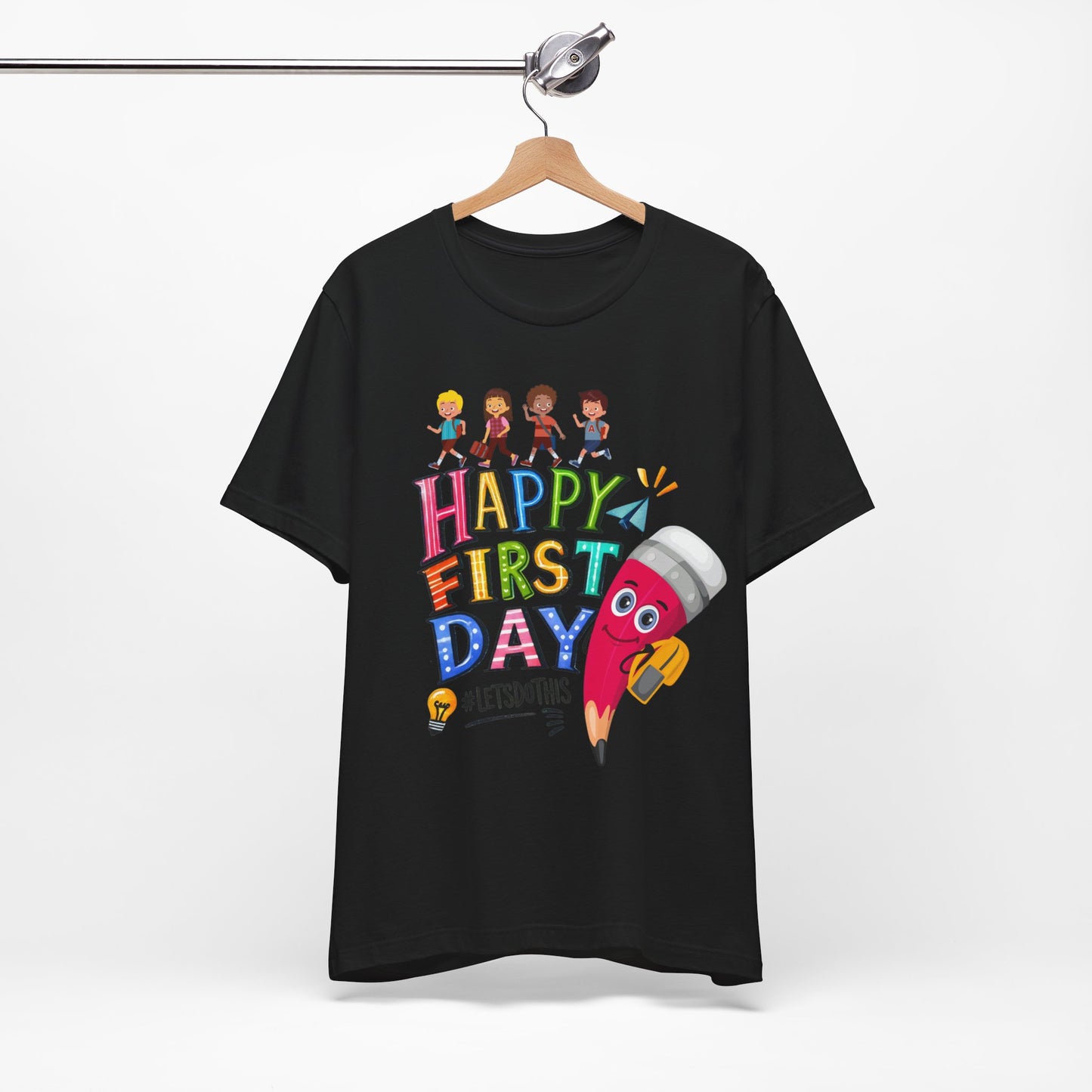 Happy First day T-Shirt, Hello Teacher T-Shirt, Back To School T-Shirt, Teach Love Inspire Teacher Shirt, Teacher Back To school unisex jersey short sleeve.First Day Vibes T-Shirt.