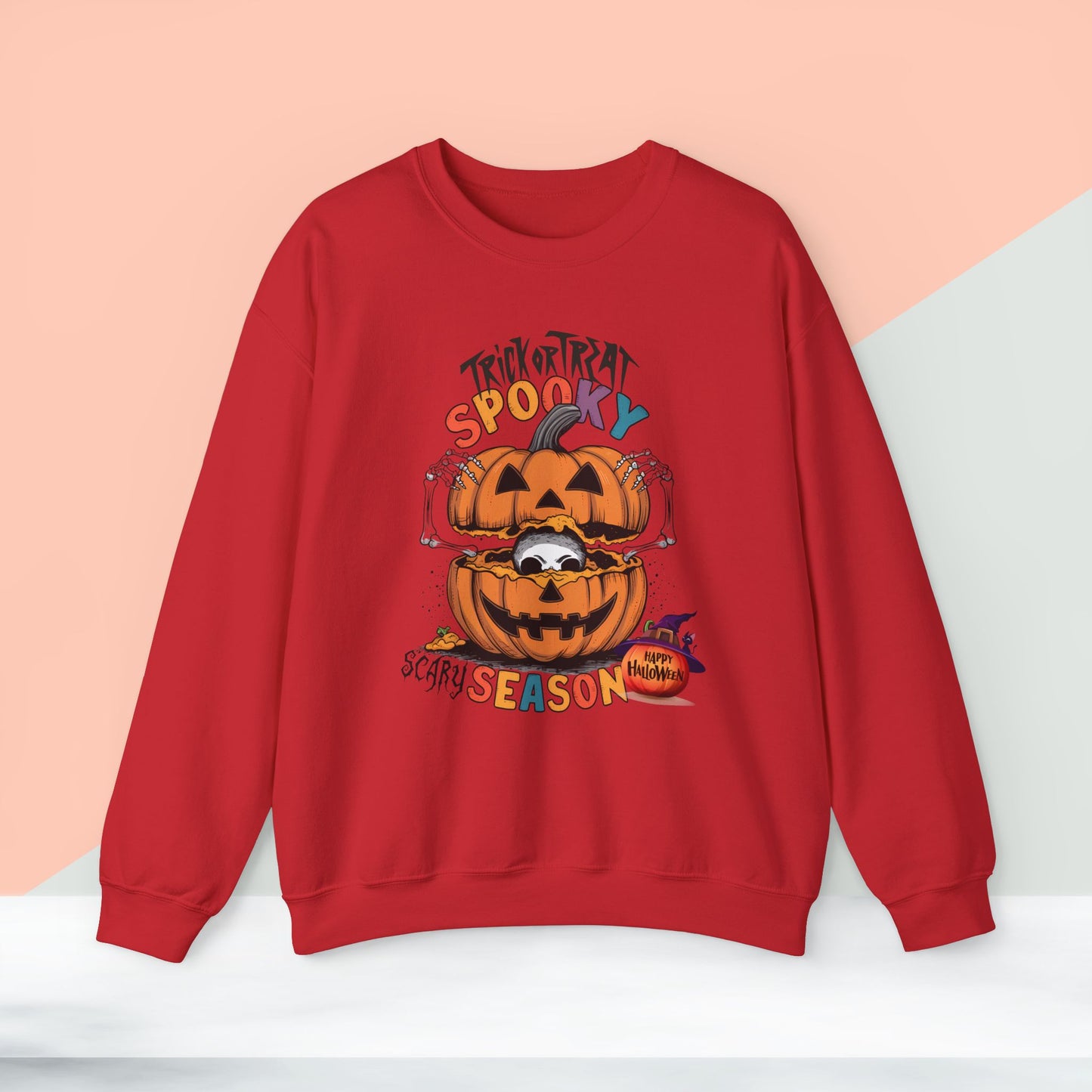 Spooky Scary Season Sweatshirt, Happy Halloween Sweatshirt - Unisex Heavy Blend Crewneck, Halloween Sweatshirt, Cute Spooky Ghost sweatshirt.