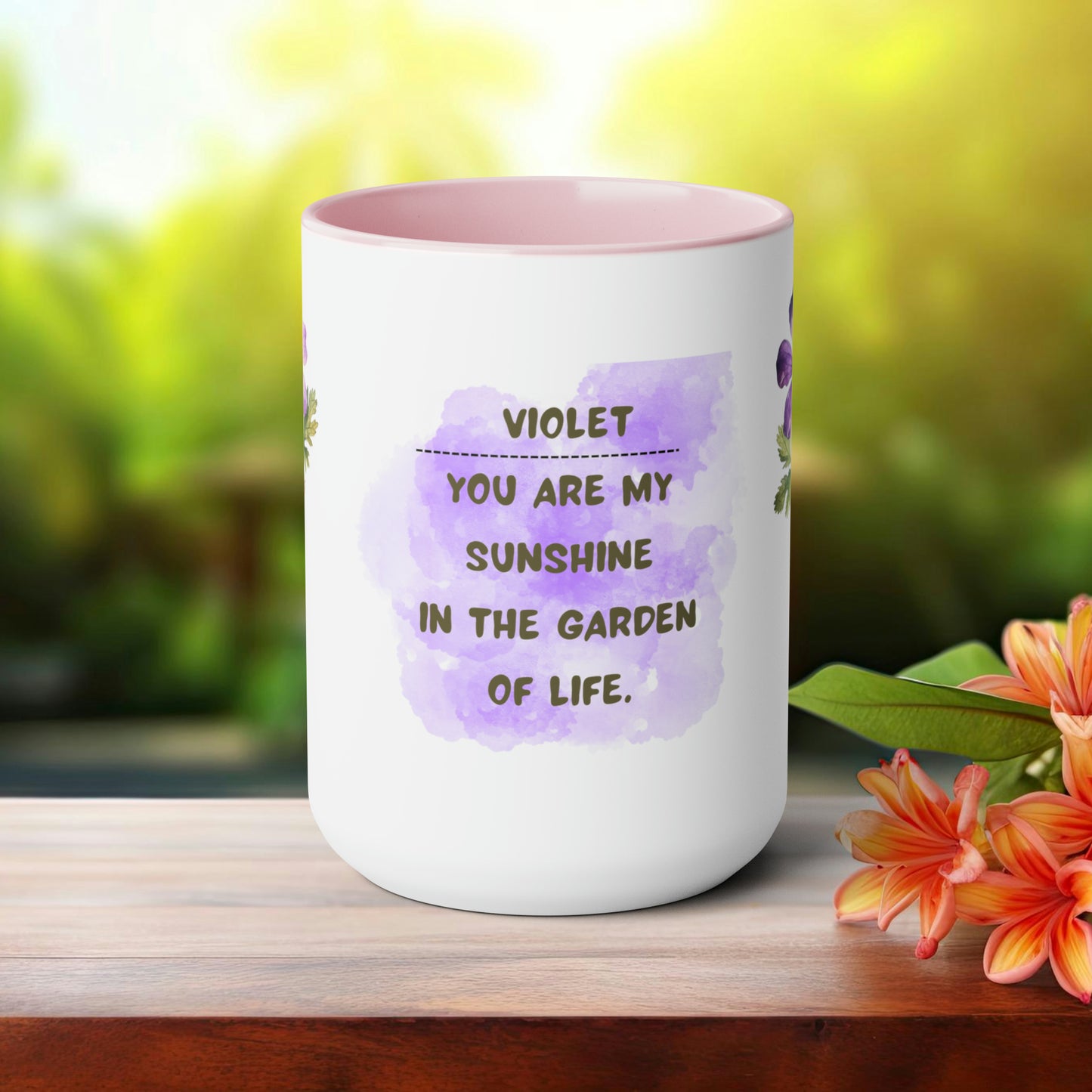 February Birth Month Flower Two-Tone Coffee Mugs, 15oz, Birthday Gift For Her.