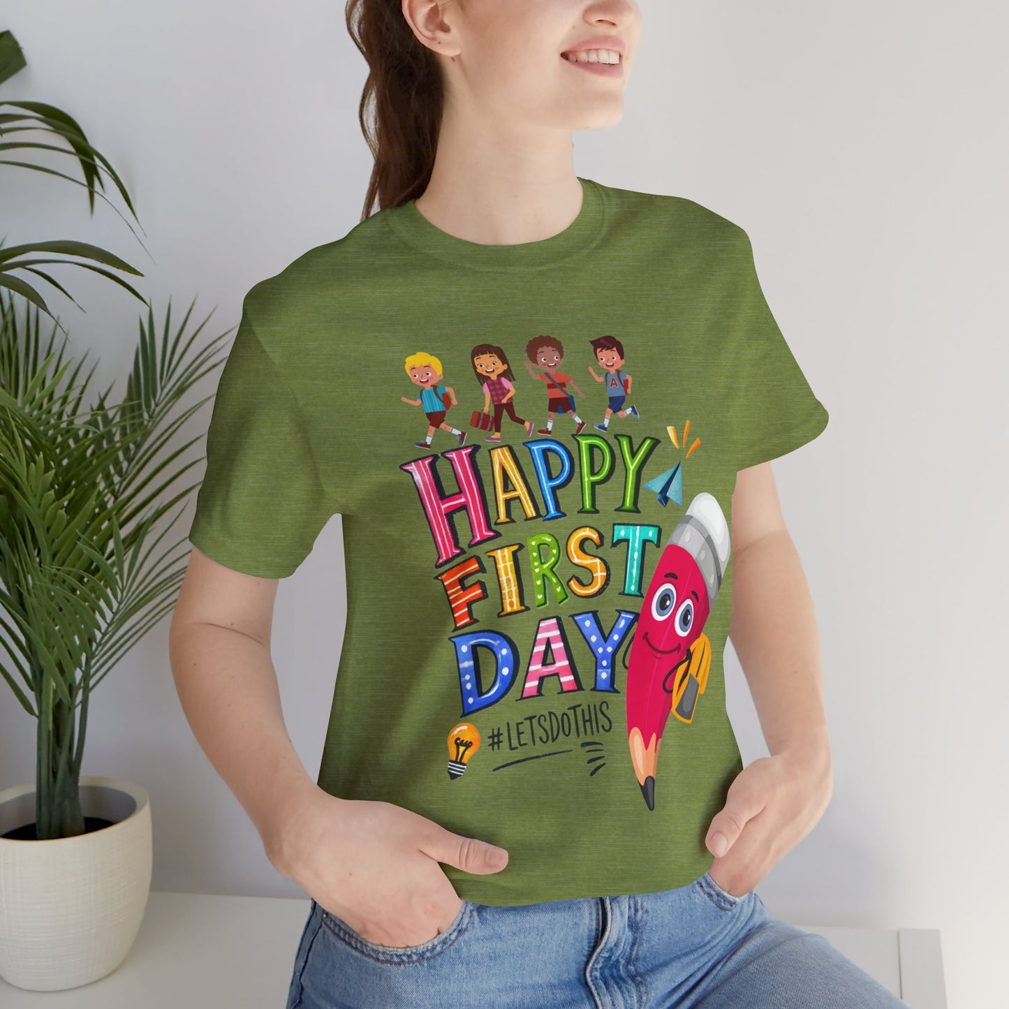 Happy First day T-Shirt, Hello Teacher T-Shirt, Back To School T-Shirt, Teach Love Inspire Teacher Shirt, Teacher Back To school unisex jersey short sleeve.First Day Vibes T-Shirt.