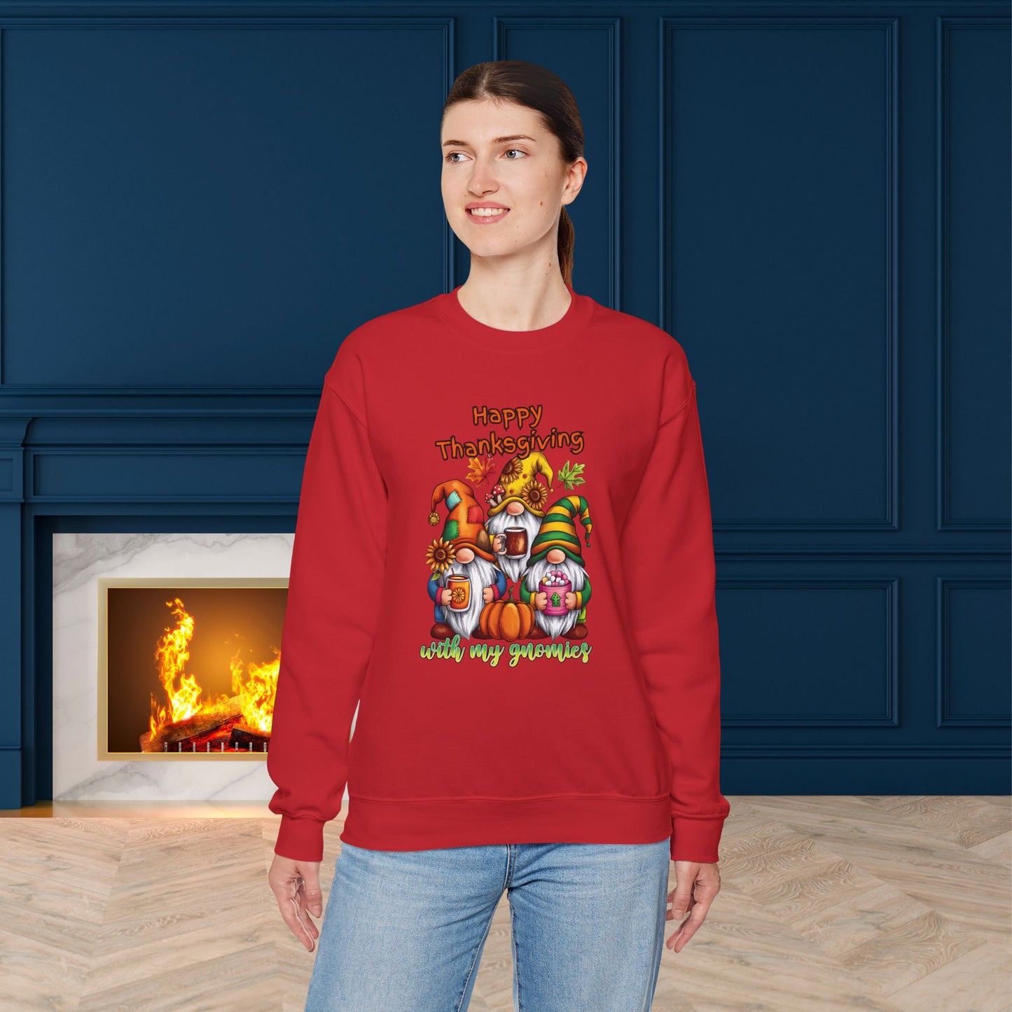 Happy Thanksgiving  With My Gnomies Sweatshirt, HappyThanksgiving Sweatshirt - Unisex Heavy Blend, Happy Thanksgiving2024 Sweatshirt, Thanksgiving Gift, Festive Sweatshirt.