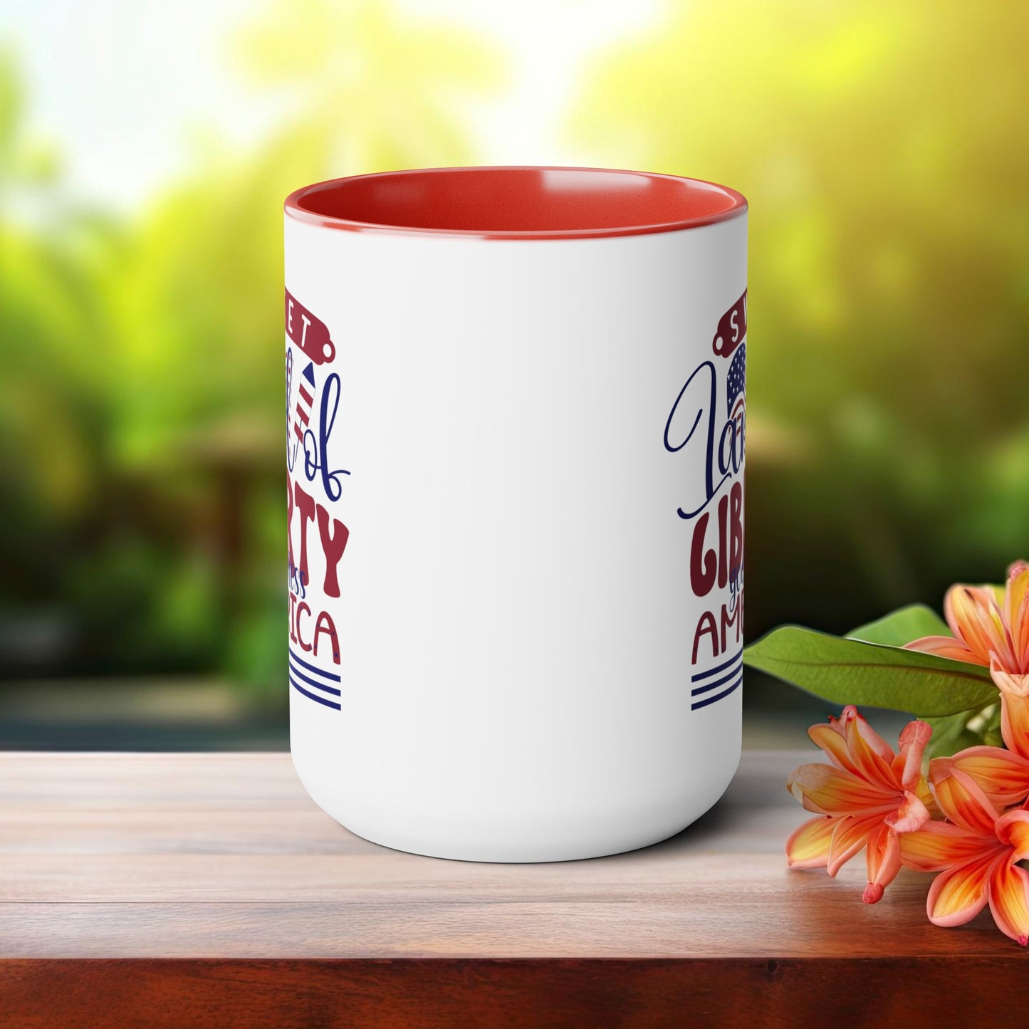 Happy 4th Of July Two -Tone Coffee Mug.15oz. Land Of Liberty Coffee Mug.