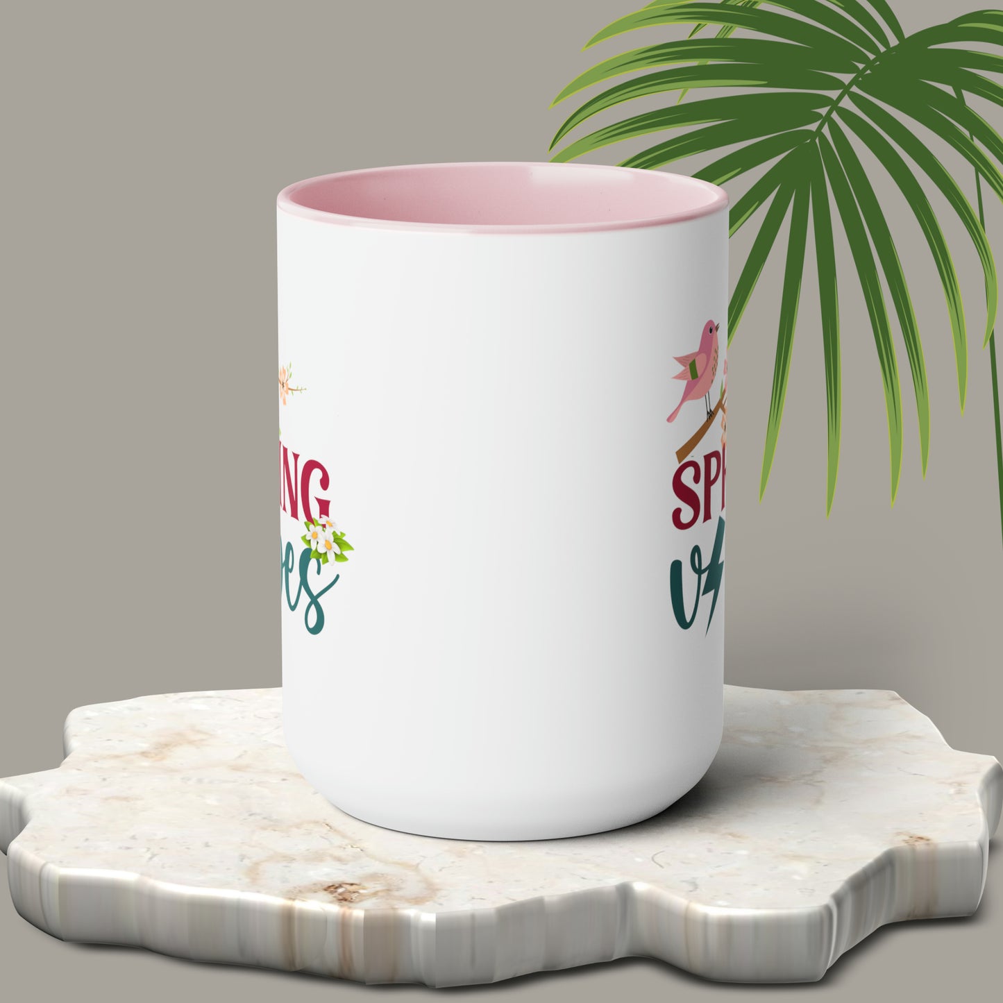 Spring Vibes Trendy two-Tone Coffee Mugs, 15oz