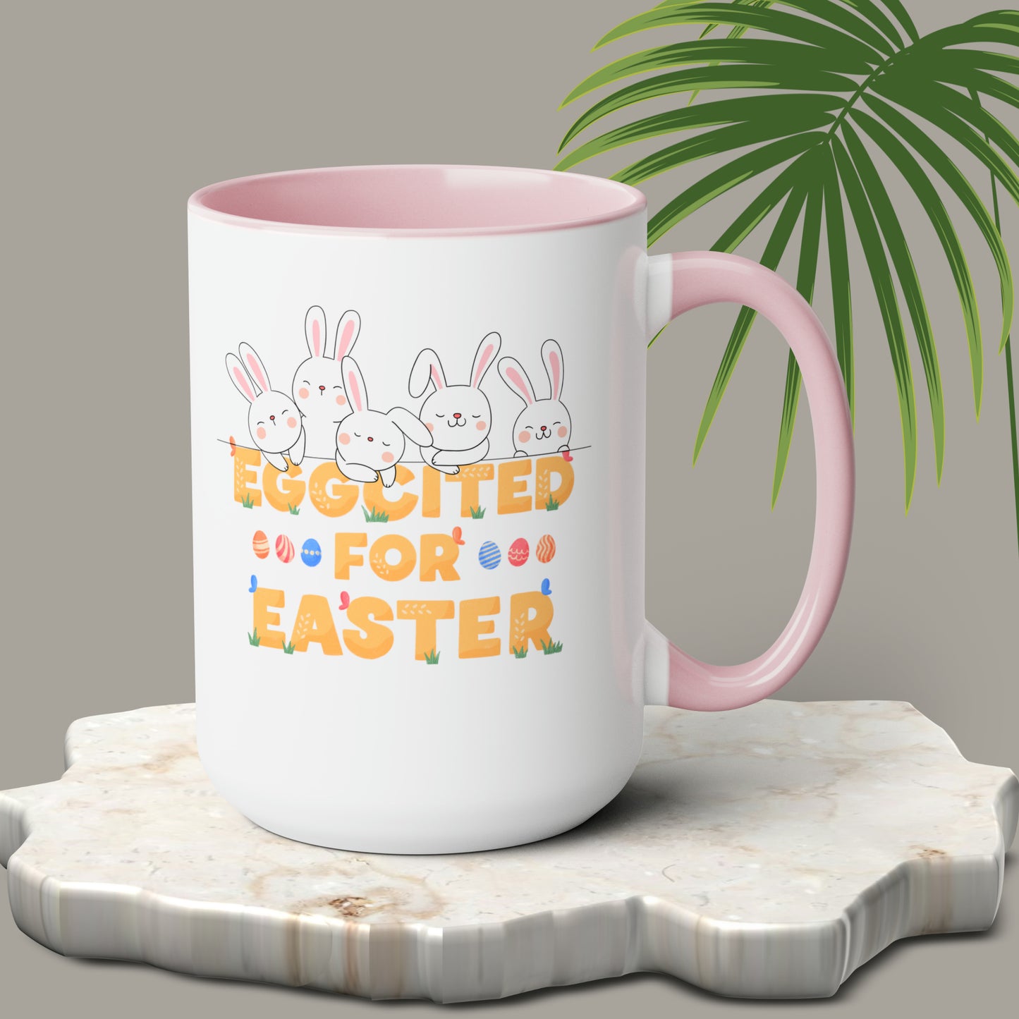 Eggcited For EasterTwo-Tone Coffee Mugs, 15oz