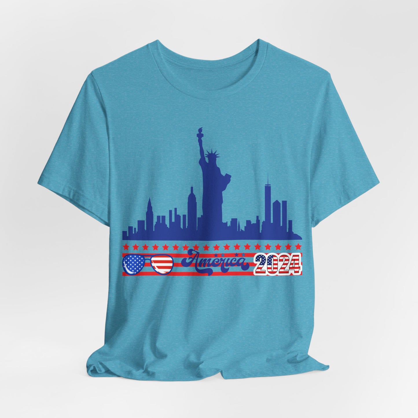 4th of July T-shirt, Sweet Land Of Liberty T-Shirt, Fourth of July unisex jersey short sleeve, America, Flag, Peace Love America. Proud To Be An American, Red White Blue.