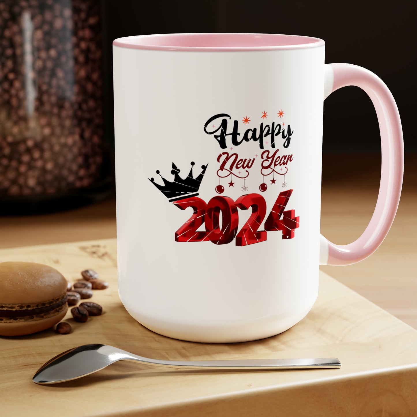 Happy New Year Two-Tone Coffee Mugs, 15oz