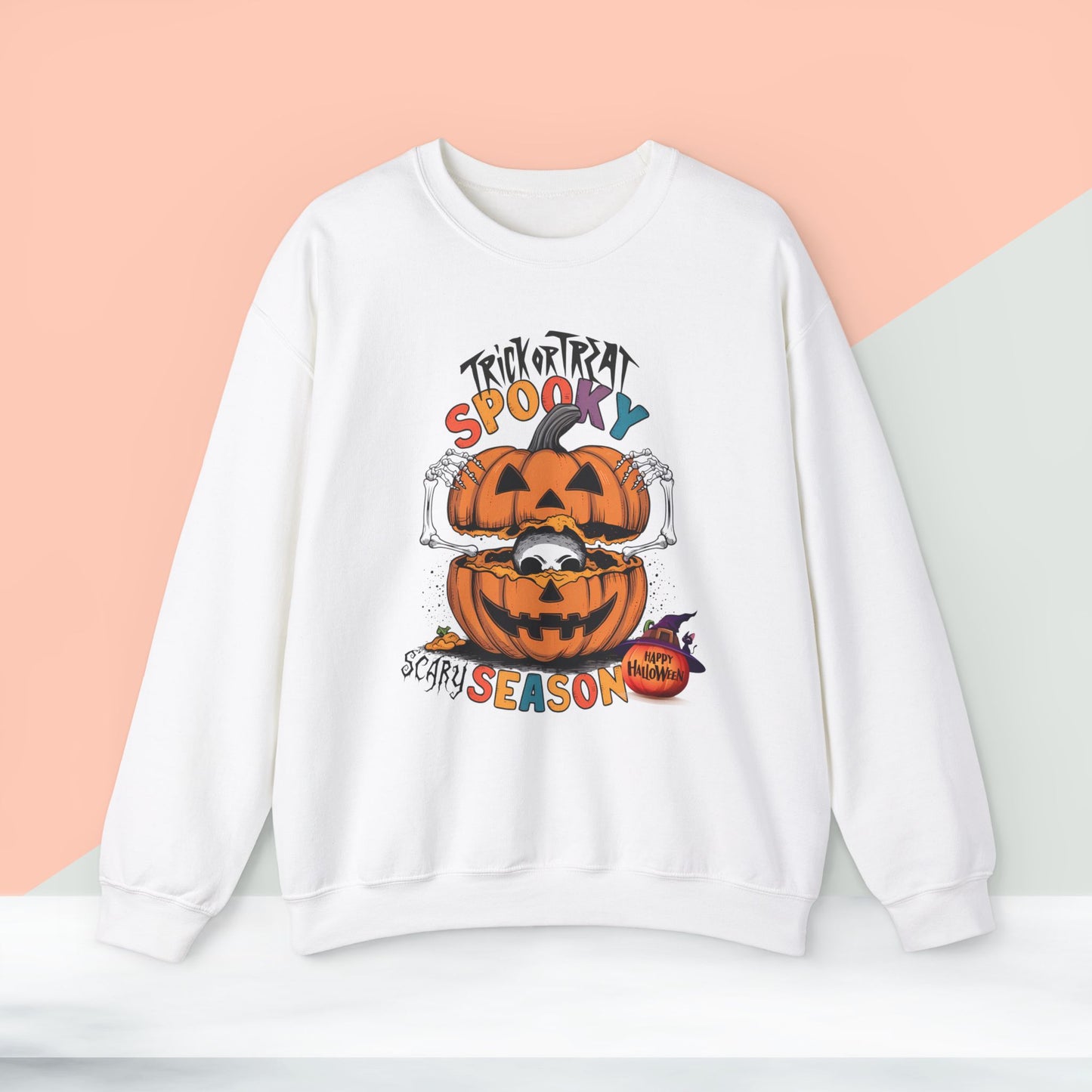 Spooky Scary Season Sweatshirt, Happy Halloween Sweatshirt - Unisex Heavy Blend Crewneck, Halloween Sweatshirt, Cute Spooky Ghost sweatshirt.