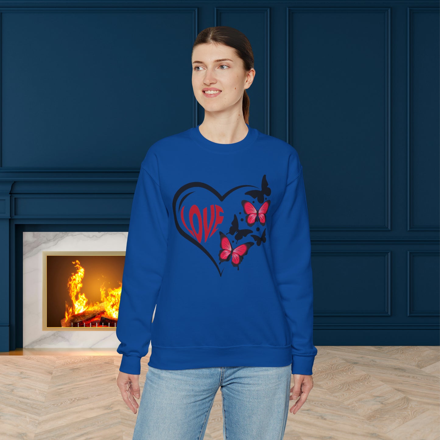 Happy valentines day butterfly heart shape Unisex Heavy Blend™ Crewneck Sweatshirt