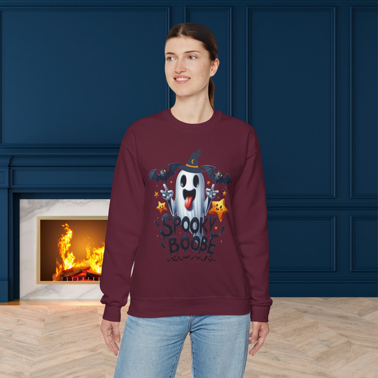 Spooky Halloween Sweatshirt - Unisex Heavy Blend Crewneck, halloween sweatshirt, cute spooky cat sweatshirt.