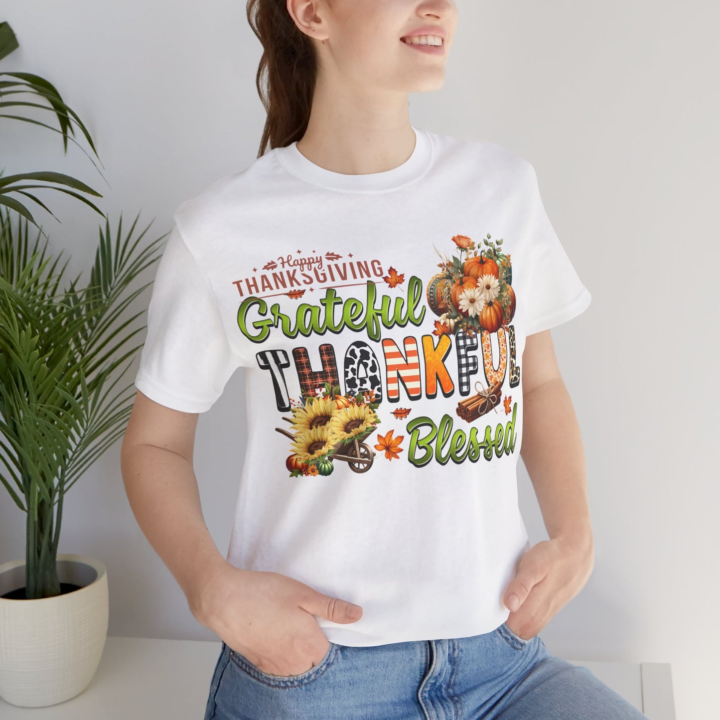 Grateful Thankful Blessed T-shirt, Happy Thanksgiving T-shirt, Happy thanksgiving 2024 T-shirt, Thanksgiving Gift,Turkey Shirt, Family Thanksgiving, Holiday Outfit.