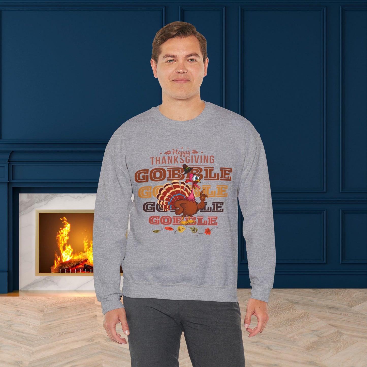 Gobble Sweatshirt, HappyThanksgiving Sweatshirt - Unisex Heavy Blend, Happy Thanksgiving2024 Sweatshirt, Thanksgiving Gift, Festive Sweatshirt.