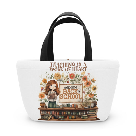 Teaching Is A Work Of Heart Lunch Bag, Back To School Lunch Bag, Back to Learning Lunch Bag, Ready for School Lunch Bag. First day Of School.