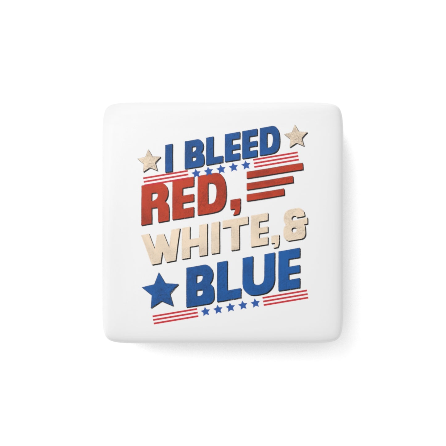 Happy 4th of July Porcelain Magnet, Square, America, Flag, Peace Love America. Proud To Be An American, Red White Blue Magnet, God Bless America Magnet.