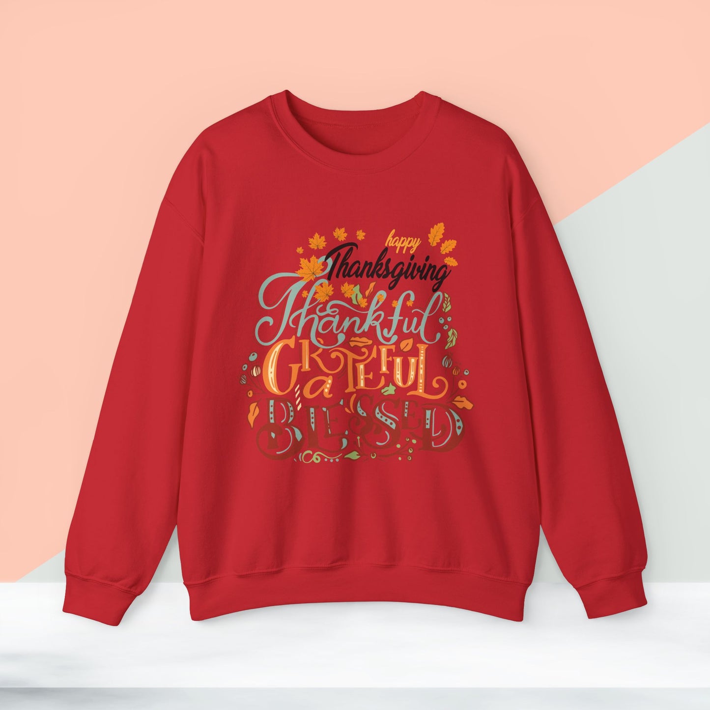 Thankful Grateful Blessed Sweatshirt, HappyThanksgiving Sweatshirt - Unisex Heavy Blend, Happy Thanksgiving2024 Sweatshirt, Thanksgiving Gift, Festive Sweatshirt.