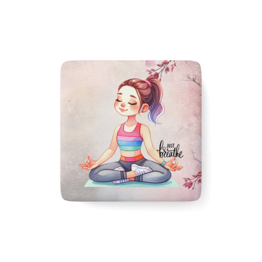 Just Breathe Yoga Porcelain Magnet, Square, Cute Porcelain Magnet, Mindful Gift, Yoga lovers Porcelain Magnet, Yoga Instructor Gift, Gift For Yoga lovers, Gift For Yogi.