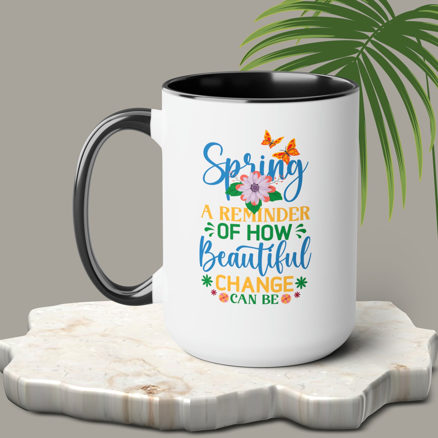 Spring Time Two-Tone Coffee Mugs, 15oz