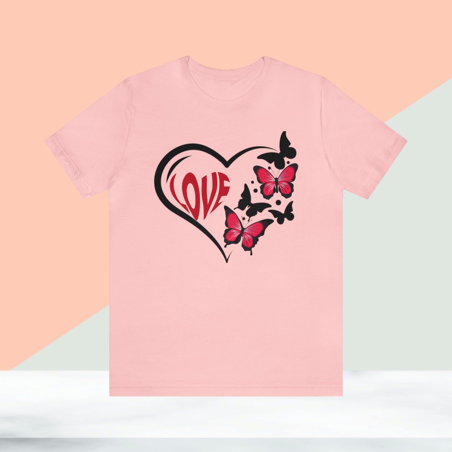 Happy valentines day butterfly heart shape Unisex Jersey Short Sleeve Tee