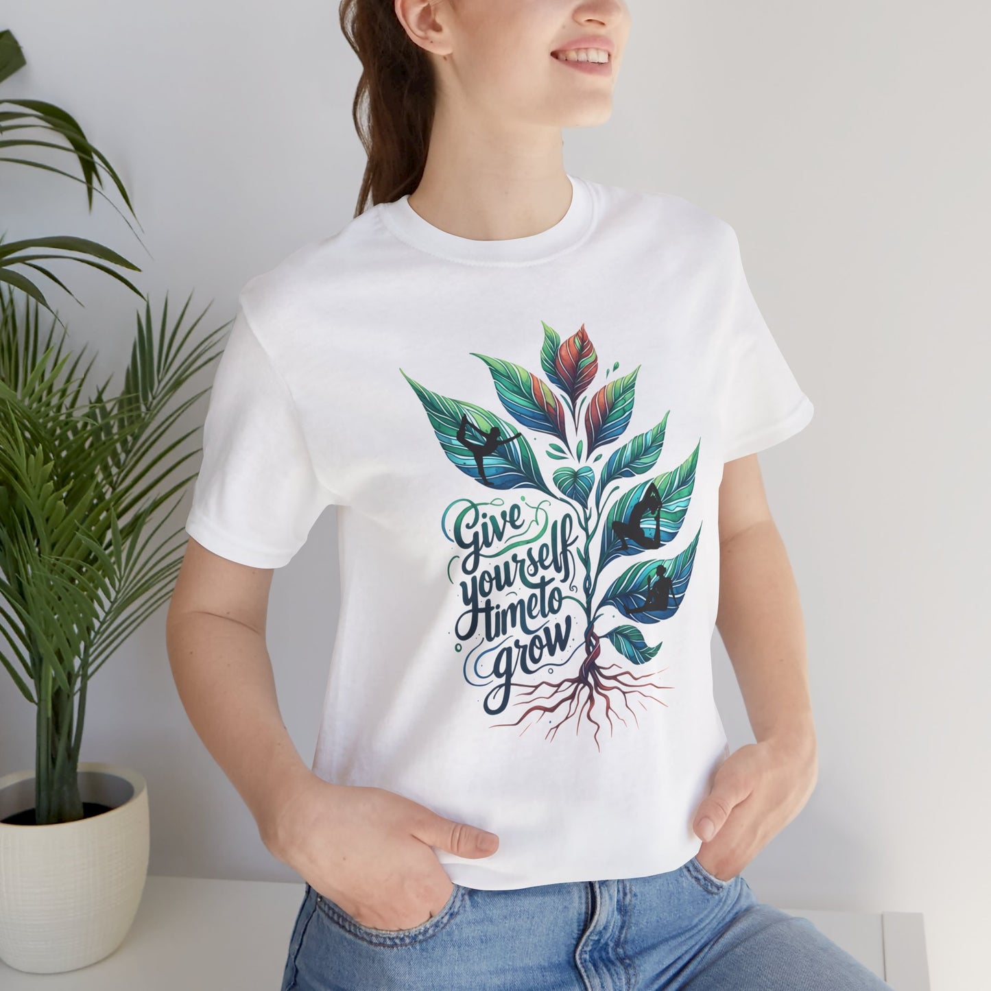 Give Yourself Time To grow Yoga T-Shirt, Cute Yoga workout Shirt, Yoga lovers T-shirt, Yoga Instructor Gift, Gym shirt, Gift For Yoga lover, Gift For Yogi.