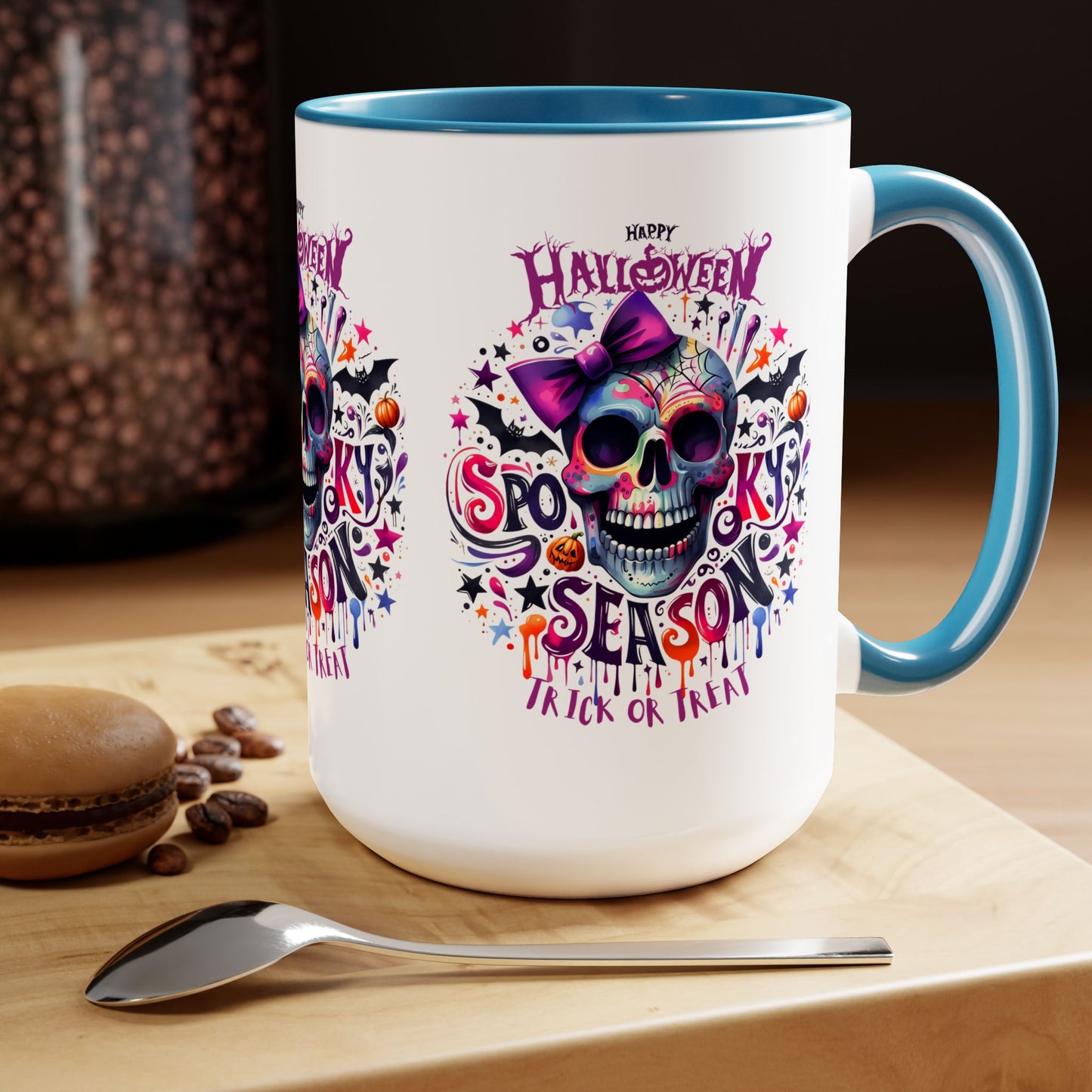 Spooky Season Halloween Coffee Mug, Halloween Coffee Mug, Trick or Treat Halloween Coffee Mug, Cute Skeleton Coffee Mug, Spooky Vibes Halloween Coffee Mug.