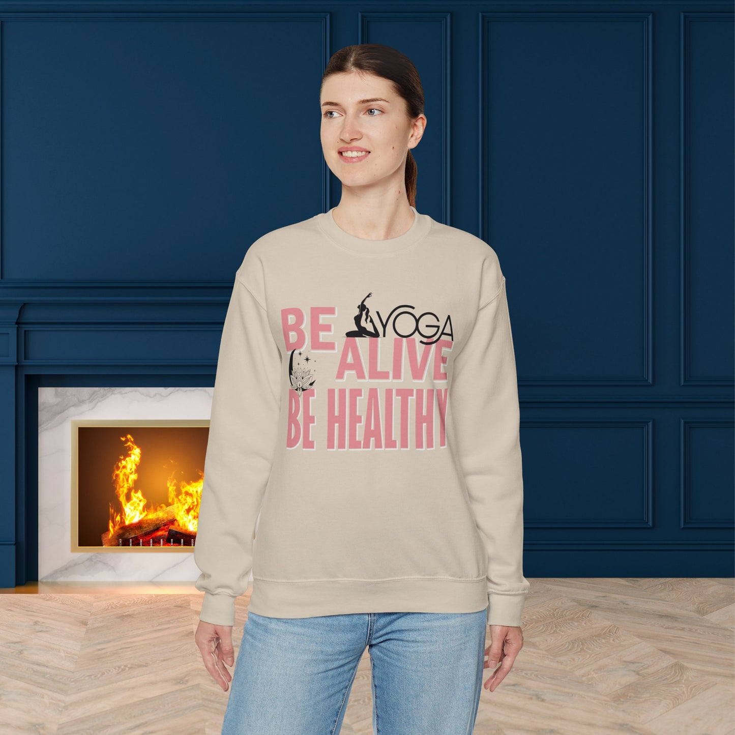 Be Alive Be Healthy Yoga unisex heavy blend crewneck sweatshirt,Yoga workout Sweatshirt,Yoga lovers Sweatshirt, Yoga Instructor Gift, Gym Sweatshirt, Gift For Yoga lovers, Gift For Yogi.