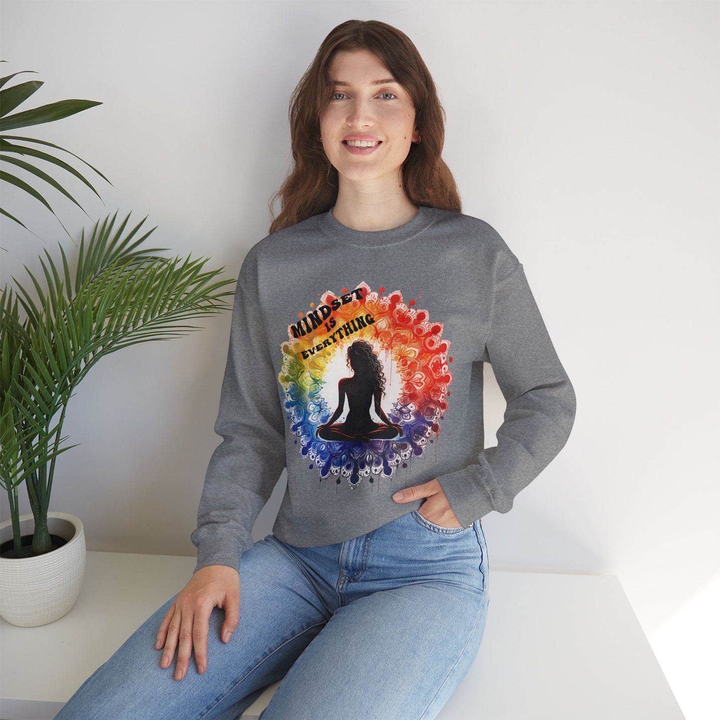 Mindset Is Everything Yoga unisex heavy blend crewneck sweatshirt,Yoga workout Sweatshirt,Yoga lovers Sweatshirt, Yoga Instructor Gift, Gym Sweatshirt, Gift For Yoga lovers, Gift For Yogi.