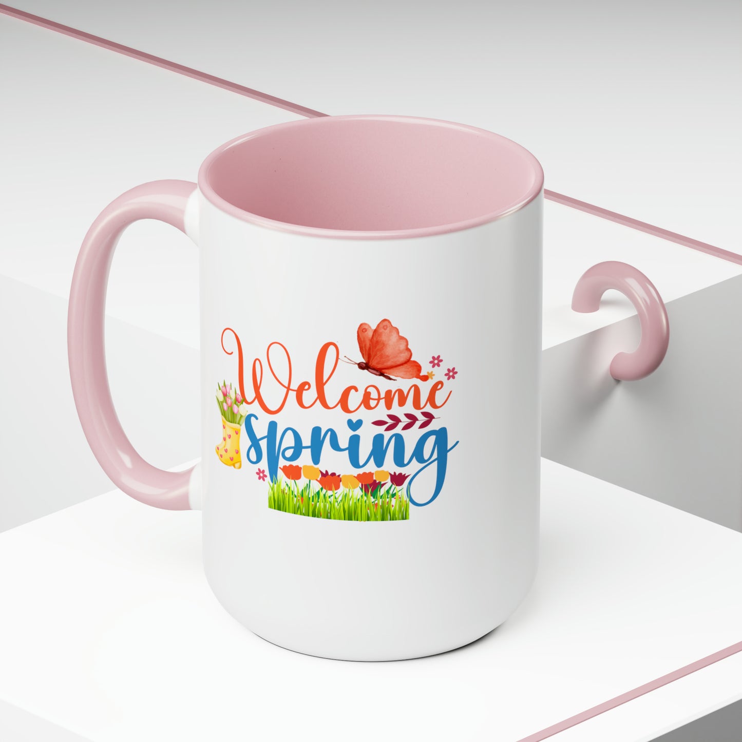 Welcome Spring two-Tone Coffee Mugs, 15oz