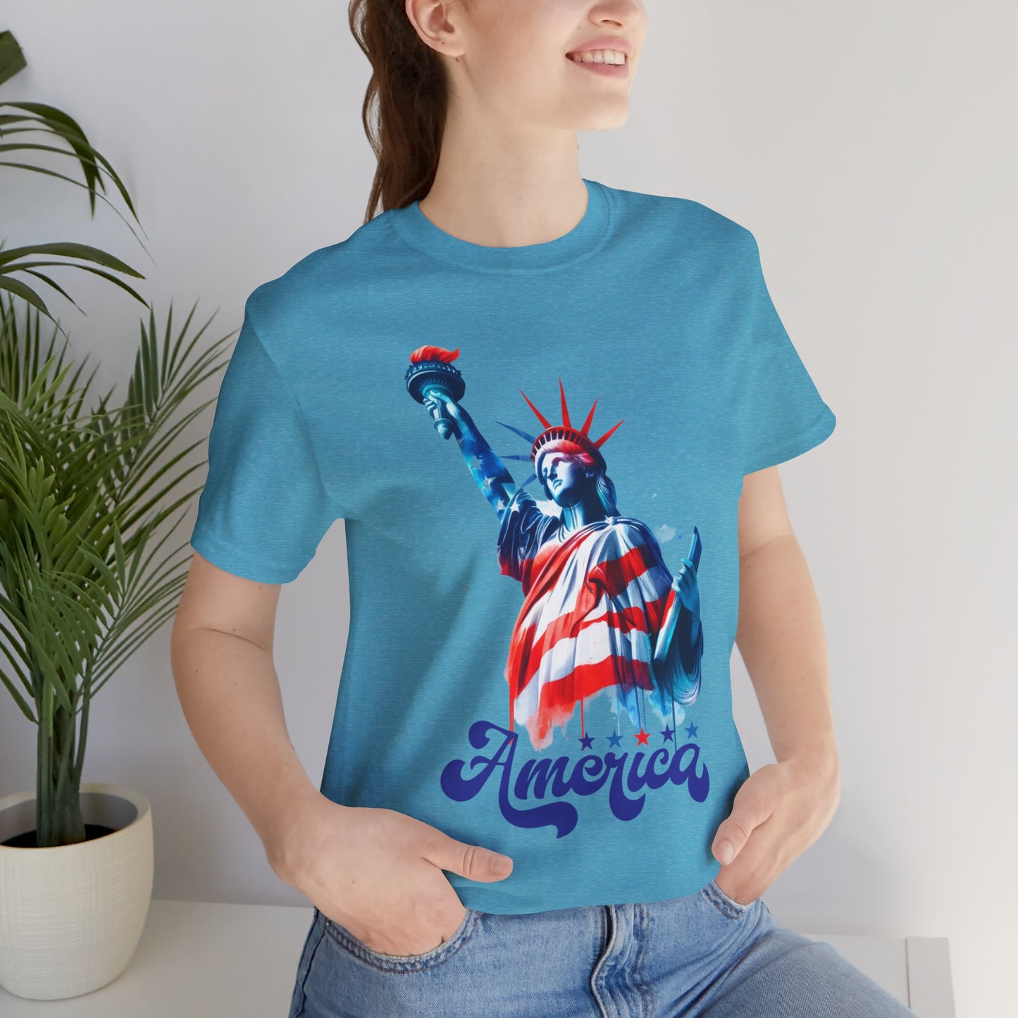 4th of July T-shirt, Sweet Land Of Liberty T-Shirt, Fourth of July unisex jersey short sleeve, America, Flag, Peace Love America. Proud To Be An American, Red White Blue.