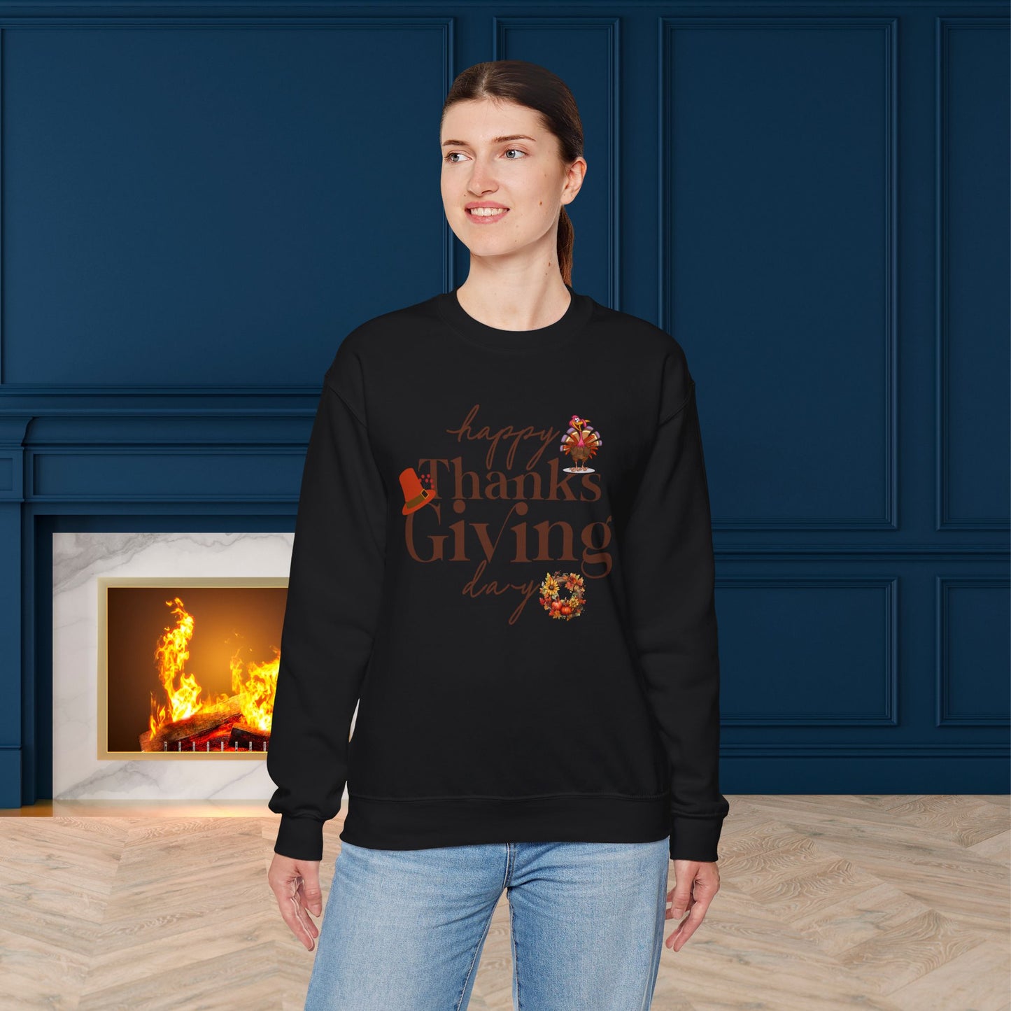 Thanksgiving Sweatshirt, HappyThanksgiving Sweatshirt - Unisex Heavy Blend, Happy Thanksgiving2024 Sweatshirt, Thanksgiving Gift, Festive Sweatshirt.