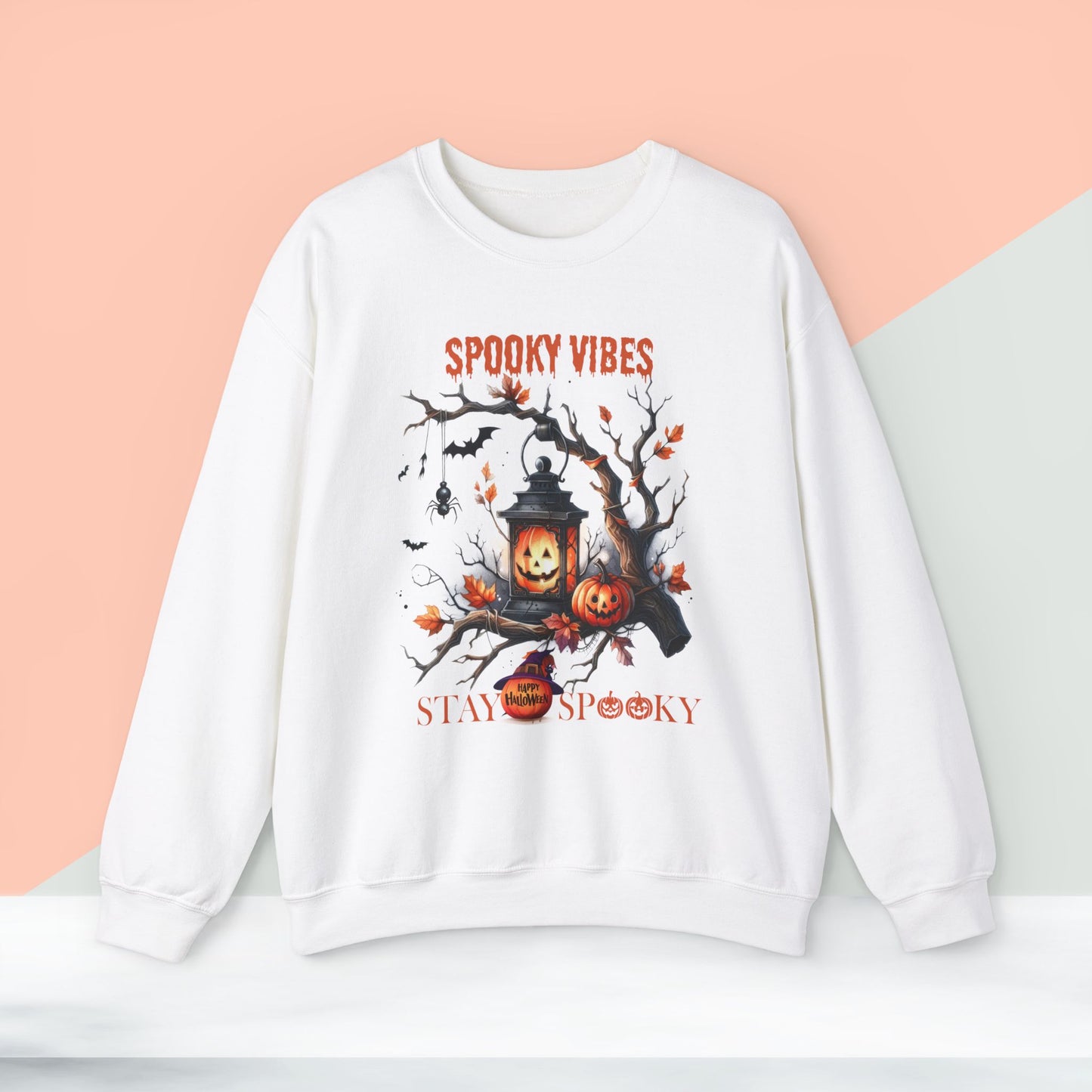 Spooky Vibes Halloween Sweatshirt, Happy Halloween Sweatshirt - Unisex Heavy Blend Crewneck, Halloween Sweatshirt, Cute Spooky Ghost sweatshirt.