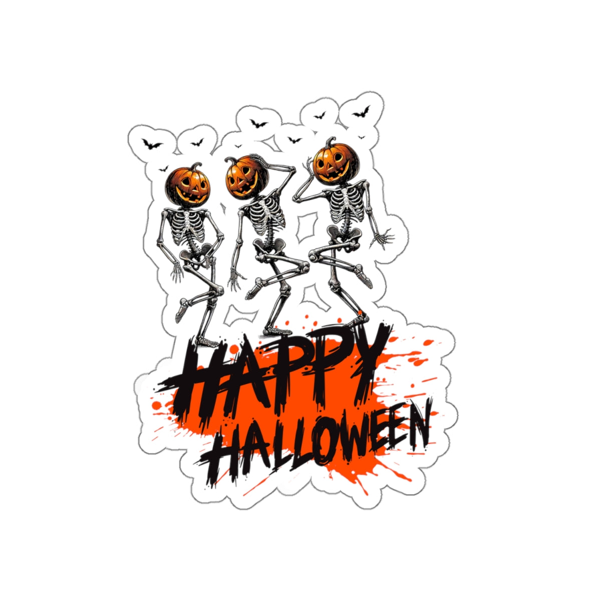 Spooky Kiss-Cut Stickers, Happy Halloween Kiss-Cut Stickers, Spooky Season Kiss-Cut Stickers, Happy Halloween Skeleton Kiss-Cut Stickers.