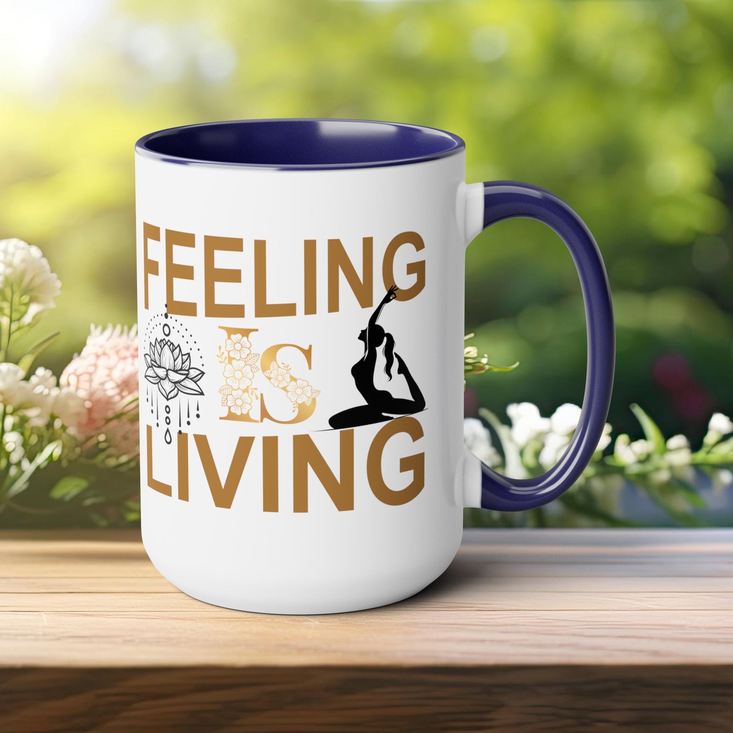 Feeling Is Living Yoga Coffee Mug, Cute Yoga Coffee Mug, Yoga lovers Coffee Mug, Yoga Instructor Gift, Gift For Yoga lover, Gift For Yogi.