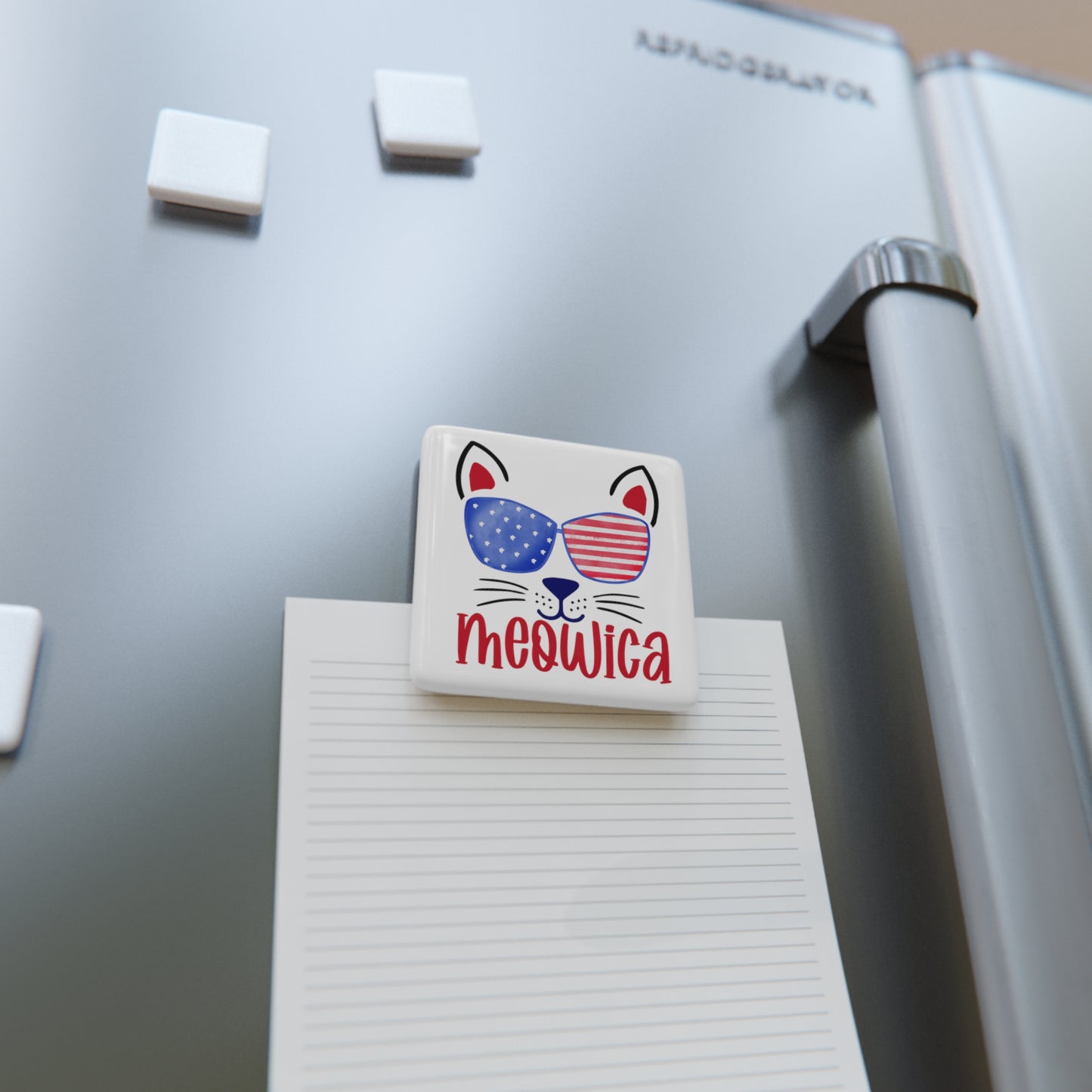 Happy 4th of July Porcelain Magnet, Square, Meowica Magnet, United States magnet, America, Flag, Peace Love America. Proud To Be An American, Red White Blue Magnet, God Bless America Magnet.