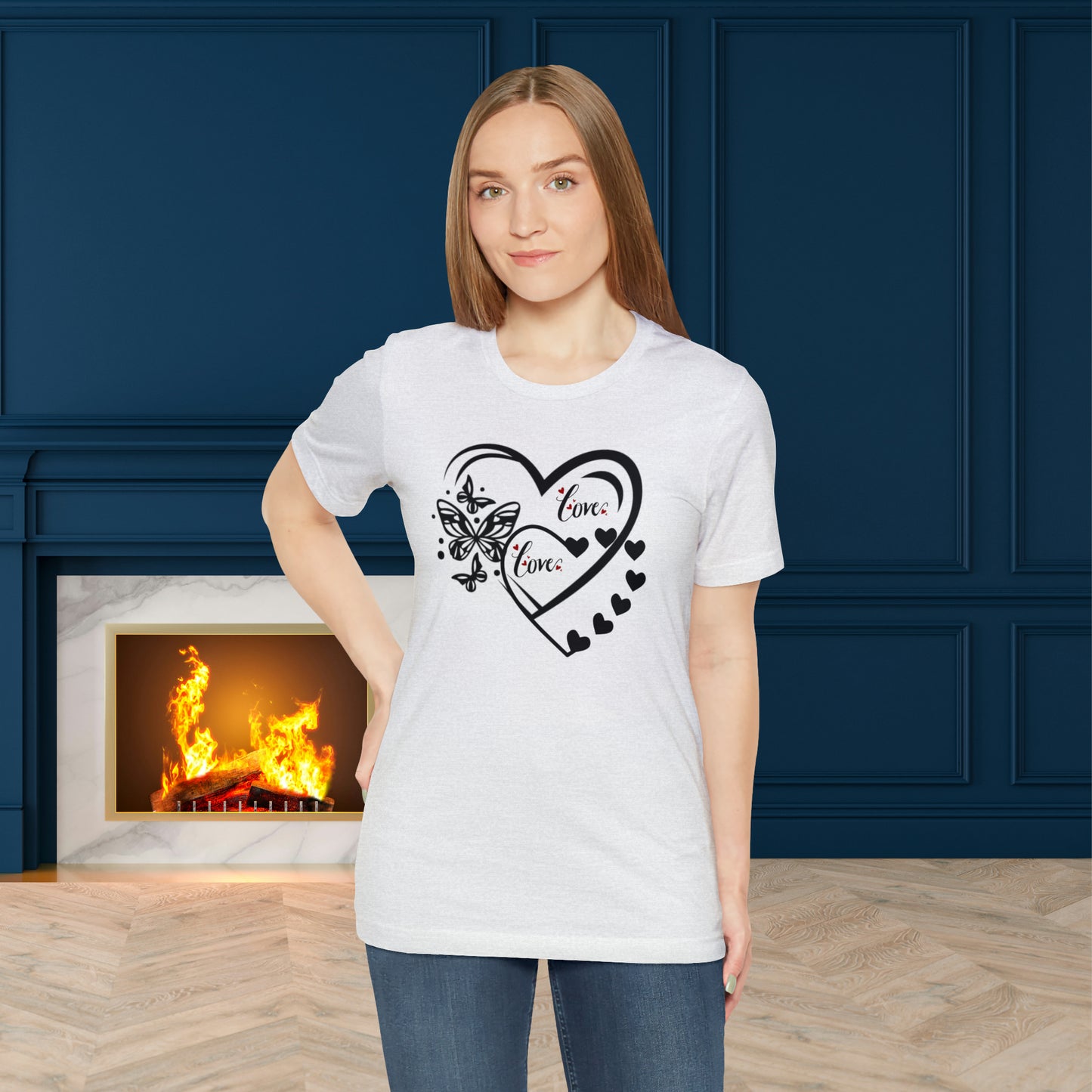 Happy valentines day butterfly heart shape Unisex Jersey Short Sleeve Tee