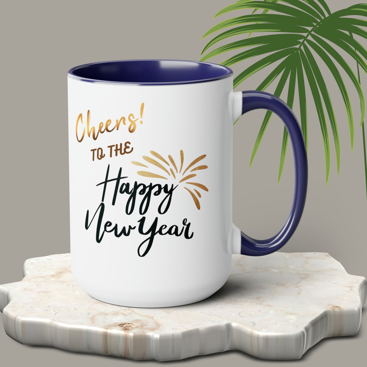 Happy New Year Two-Tone Coffee Mugs, 15oz