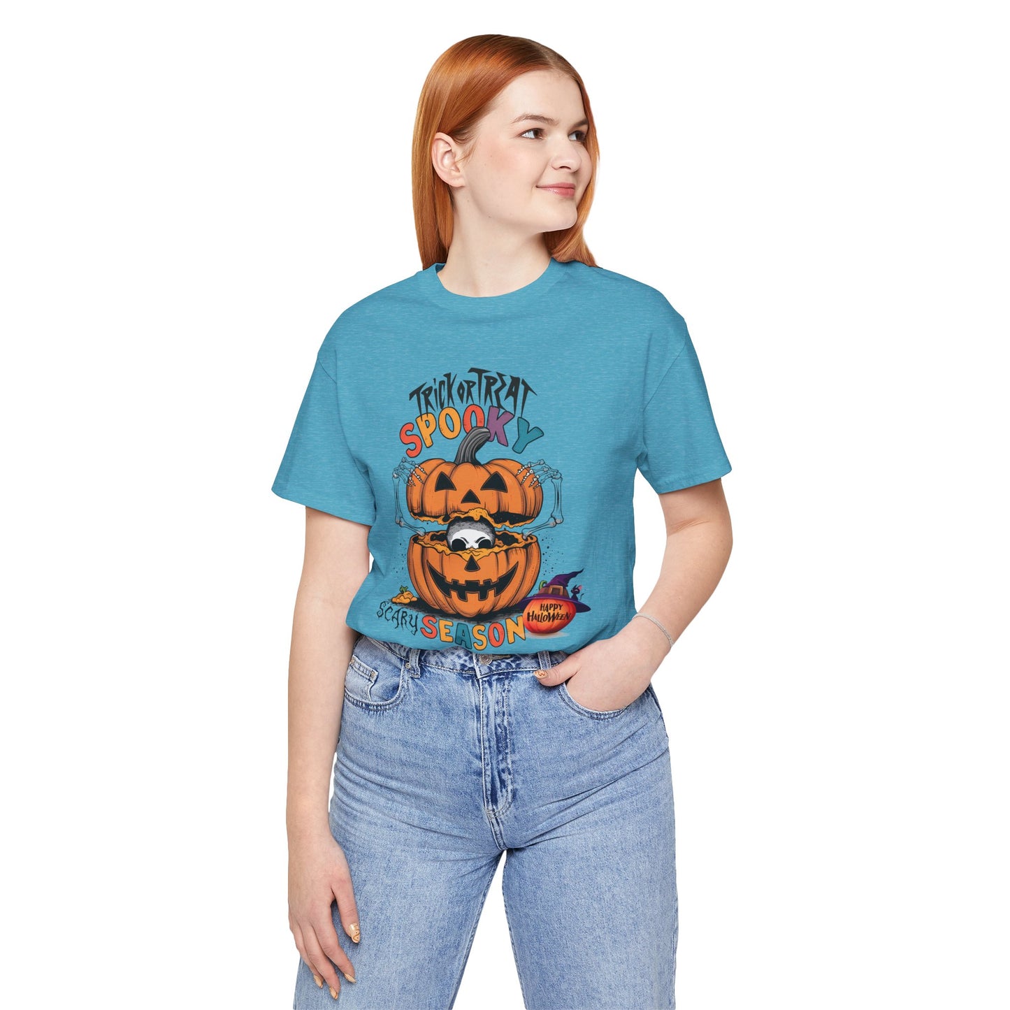 Spooky Scary Season T-shirt, Happy Halloween Skeleton T-shirt, Happy Halloween T-shirt, Trick Or Treat T-shirt, Halloween T-shirt, Cool Halloween T-shirt, Spooky T-shirt,
