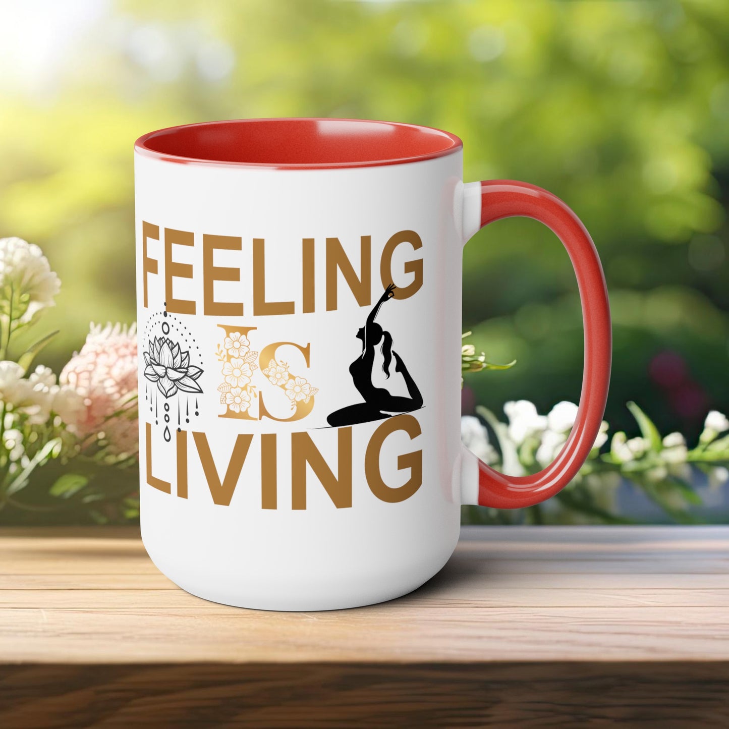 Feeling Is Living Yoga Coffee Mug, Cute Yoga Coffee Mug, Yoga lovers Coffee Mug, Yoga Instructor Gift, Gift For Yoga lover, Gift For Yogi.