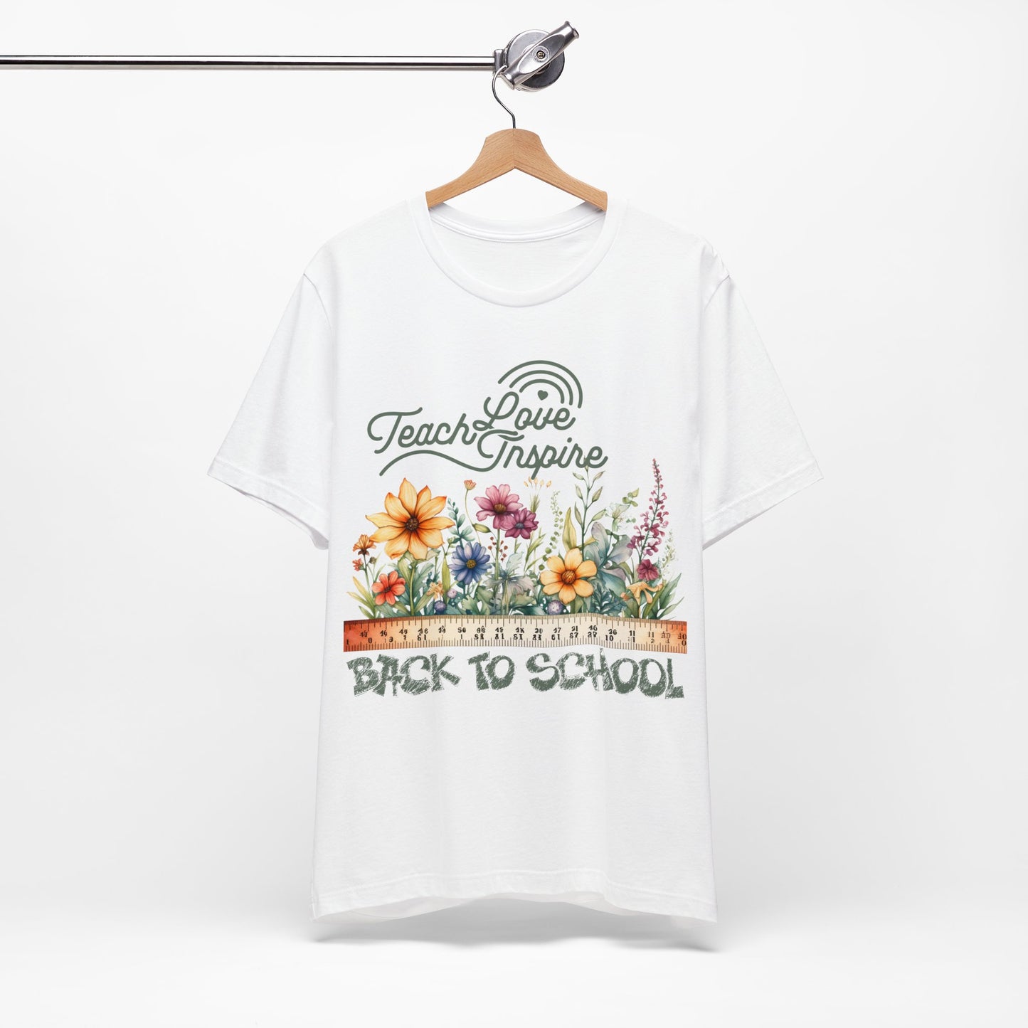 Love Teach Inspire T-Shirt, Back To School T-Shirt, Teacher Back To school unisex jersey short sleeve.First Day Vibes T-Shirt.