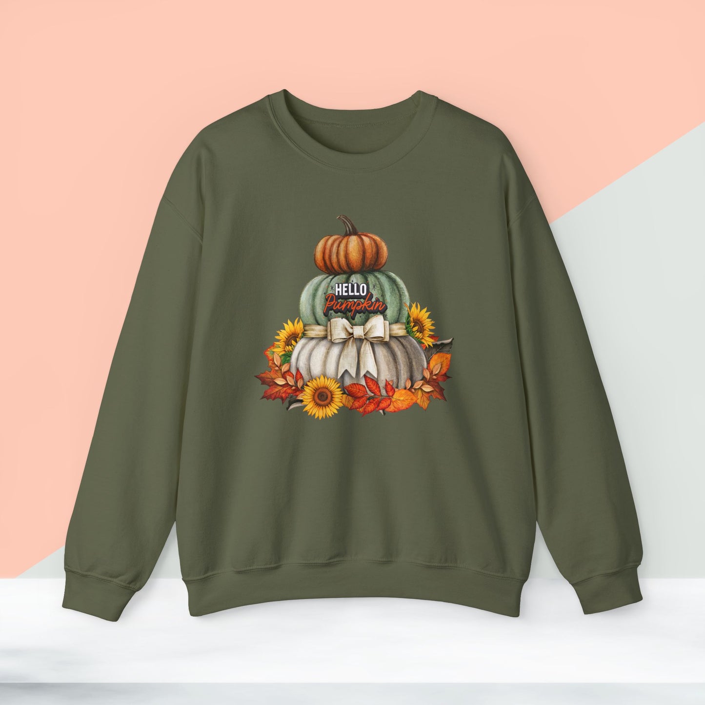 Hello Pumpkin Thanksgiving Turkey Sweatshirt - Unisex Heavy Blend, Happy Thanksgiving2024 Sweatshirt, Thanksgiving Gift, Festive Sweatshirt.