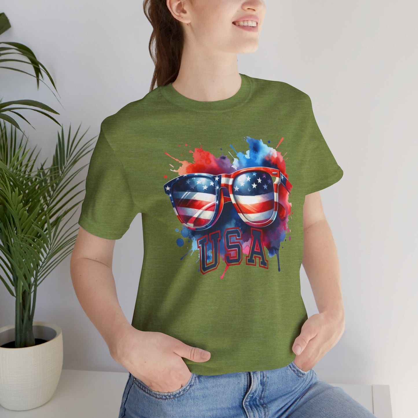 4th of July T-shirt, Sweet Land Of Liberty T-Shirt, Fourth of July unisex jersey short sleeve, America, Flag, Peace Love America. Proud To Be An American, Red White Blue.