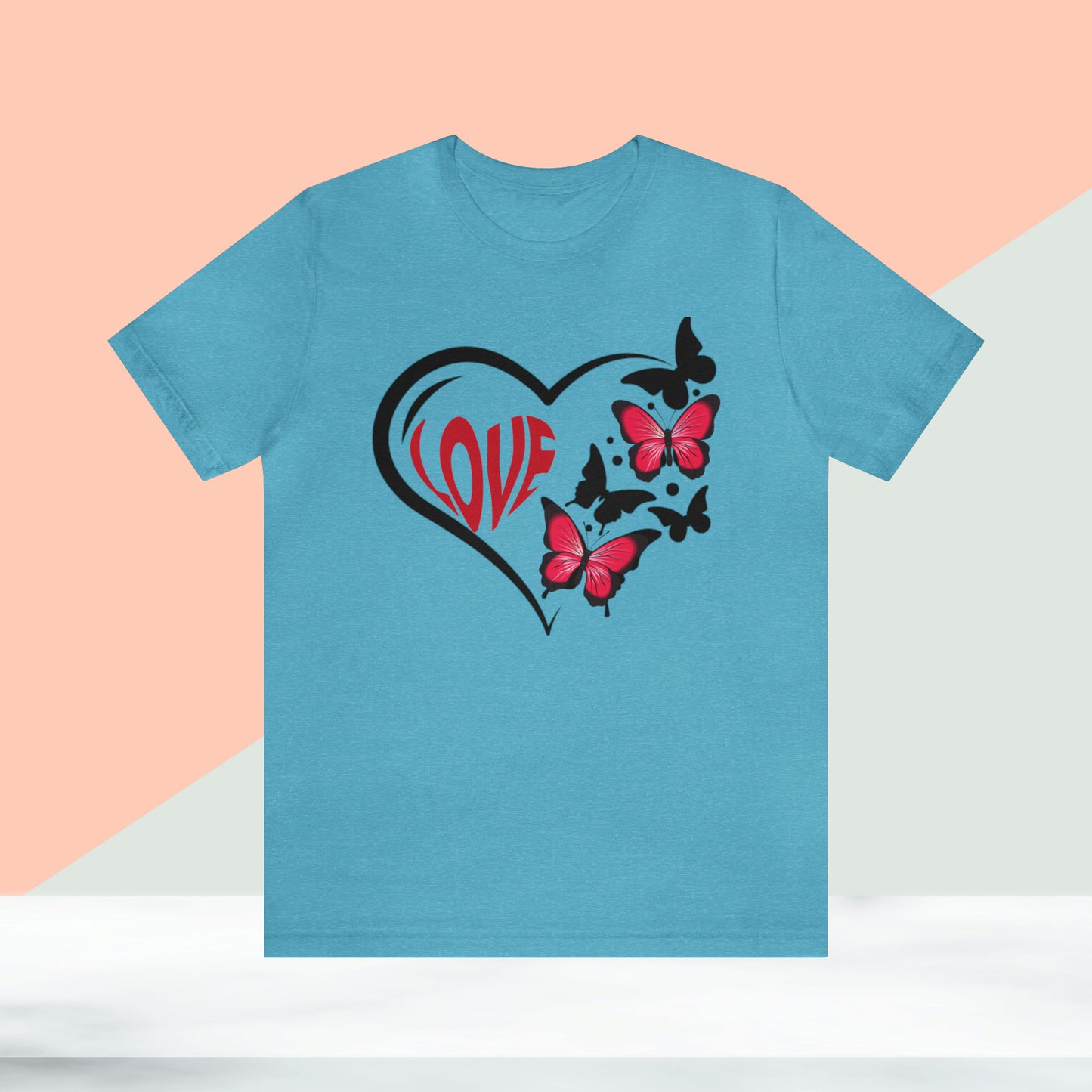 Happy valentines day butterfly heart shape Unisex Jersey Short Sleeve Tee