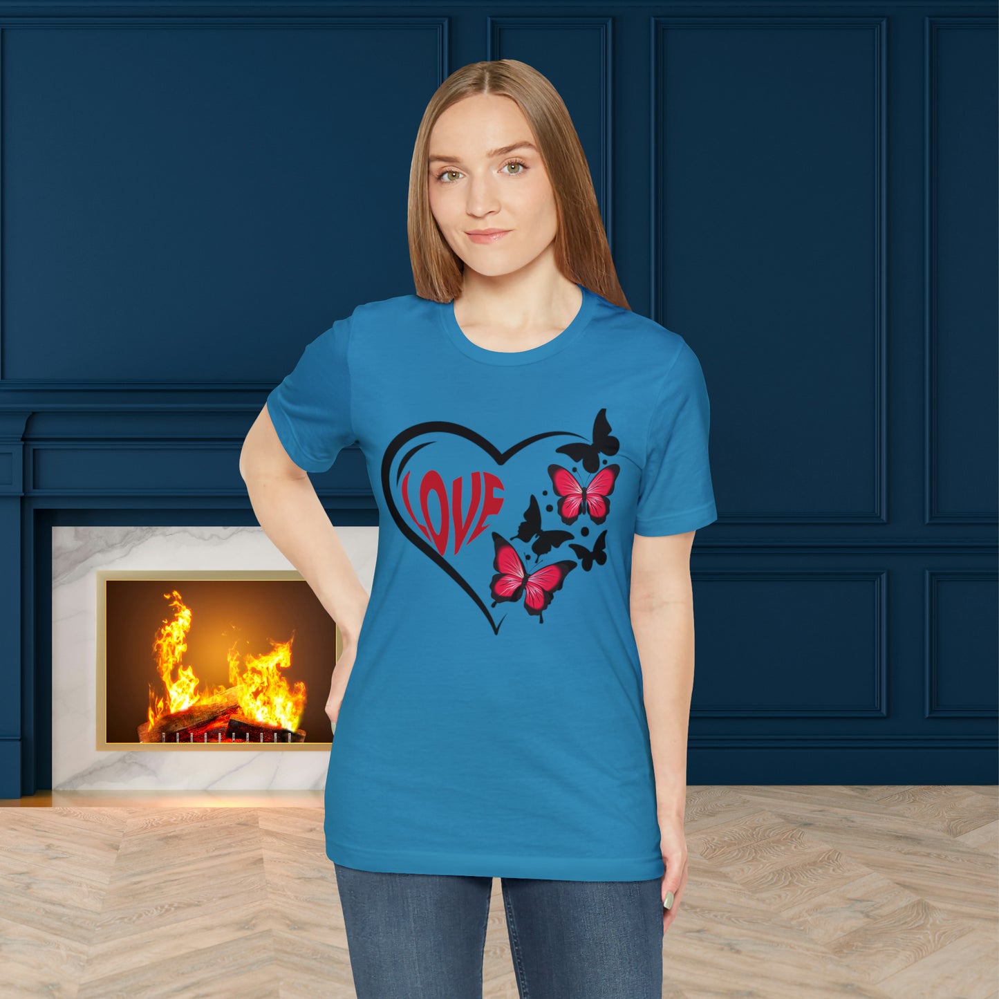 Happy valentines day butterfly heart shape Unisex Jersey Short Sleeve Tee