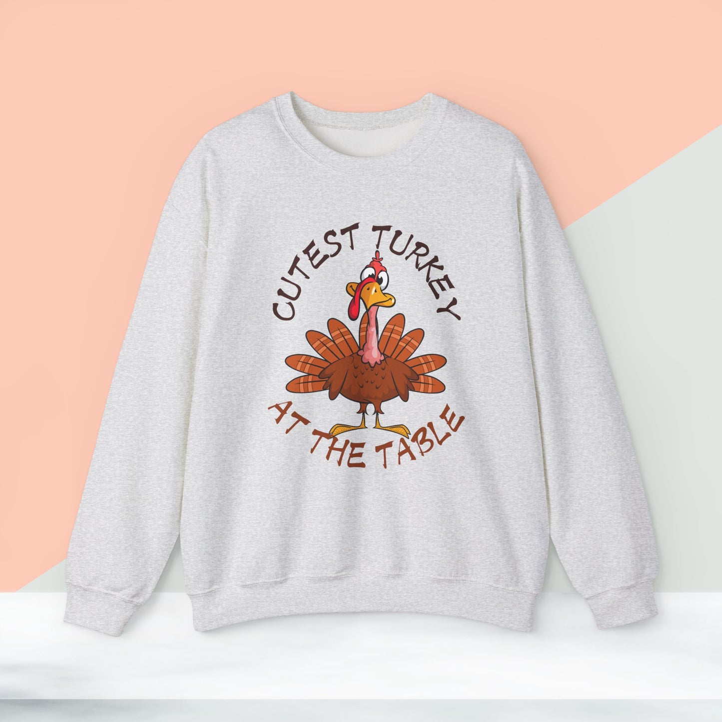 Cutest Turkey at The table Sweatshirt, HappyThanksgiving Sweatshirt - Unisex Heavy Blend, Happy Thanksgiving2024 Sweatshirt, Thanksgiving Gift, Festive Sweatshirt.