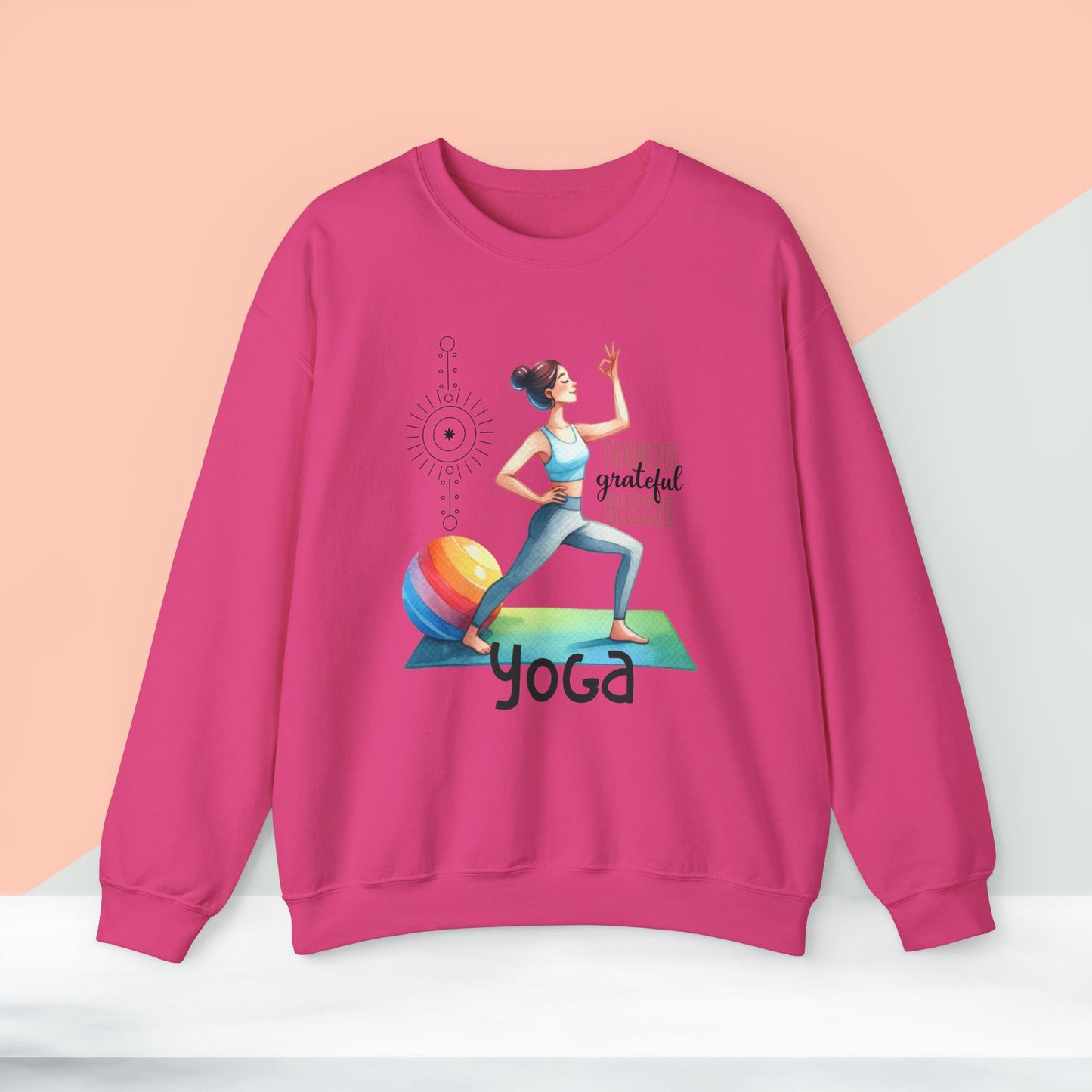 Thankful Grateful Blessed Yoga unisex heavy blend crewneck sweatshirt,Yoga workout Sweatshirt,Yoga lovers Sweatshirt, Yoga Instructor Gift, Gym Sweatshirt, Gift For Yoga lovers, Gift For Yogi.